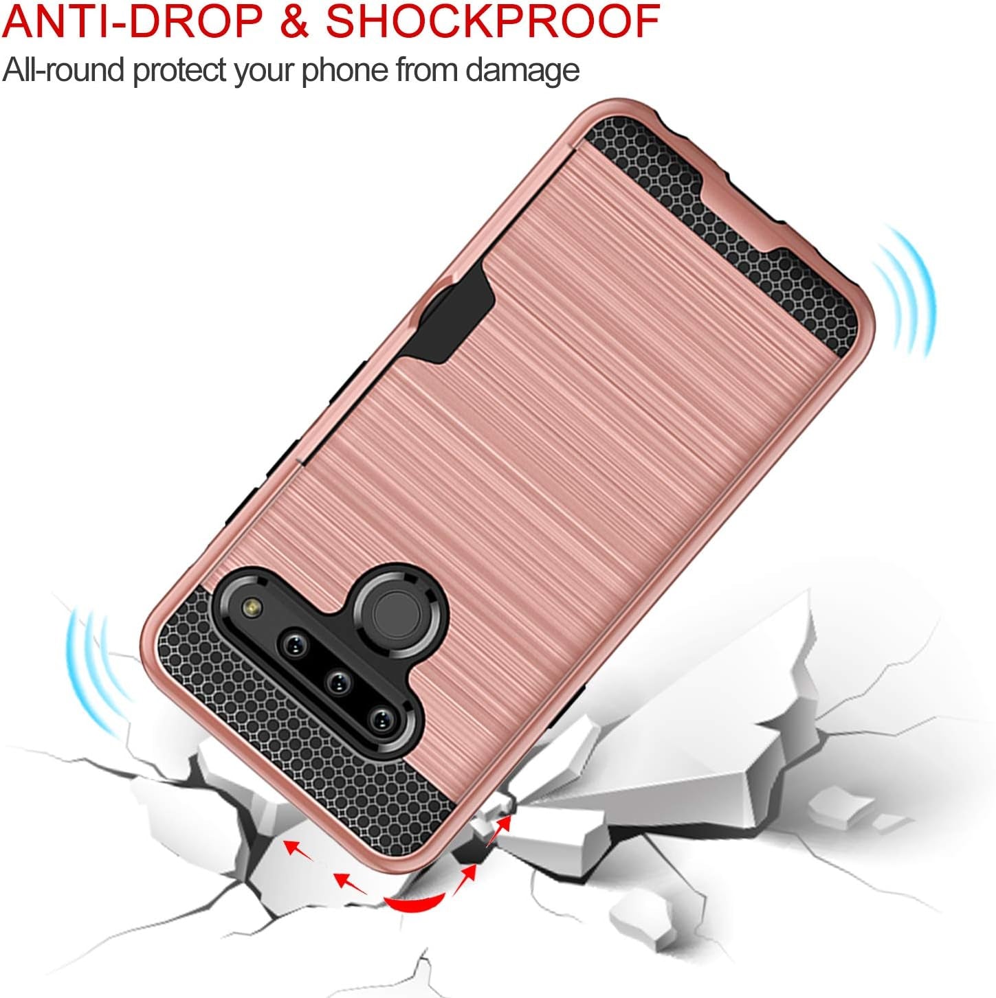 Case for LG G8, Thinq Case with Card Slot Holder, Shock Absorption Case Protective Cover for LG G8(Rose Golden)  jia   