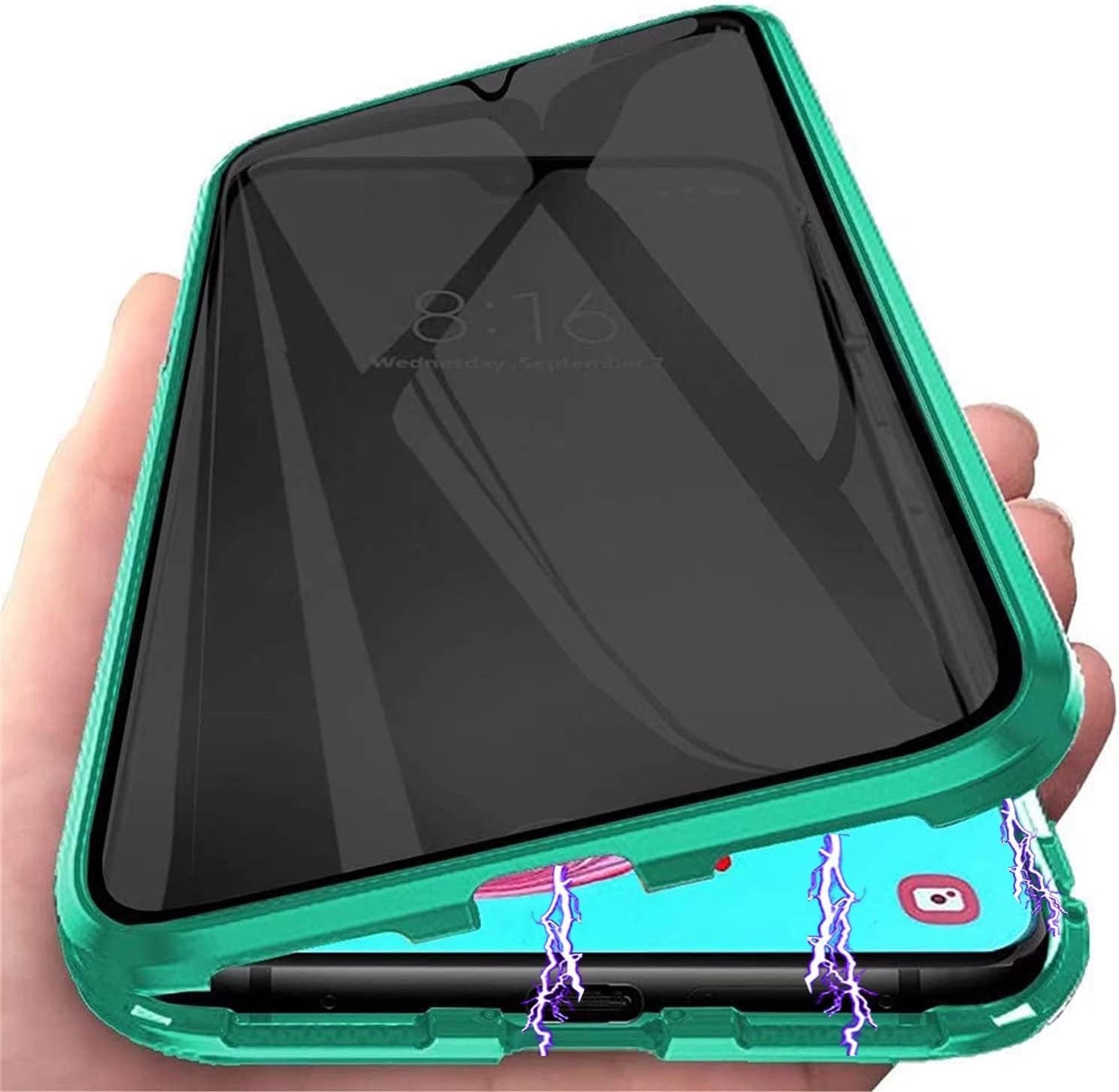 Privacy Magnetic Case for Samsung Galaxy Note 20 Ultra, anti Peep Tempered Glass Full Body Case, Front & Back 9H Tempered Glass, Privacy Screen Protector Metal Frame anti Spy Case Cover, Purple  PingGoo Green For Samsung Galaxy Note 20 Plus 