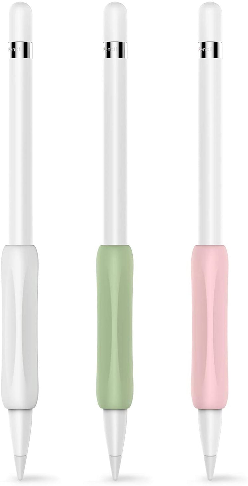Delidigi Apple Pencil Grip 3 Pack Ergonomic Stylus Grip Silicone Sleeve Accessories Compatible with Apple Pencil 1St and 2Nd Generation (White, Pink, Avocado Green)  Delidigi   