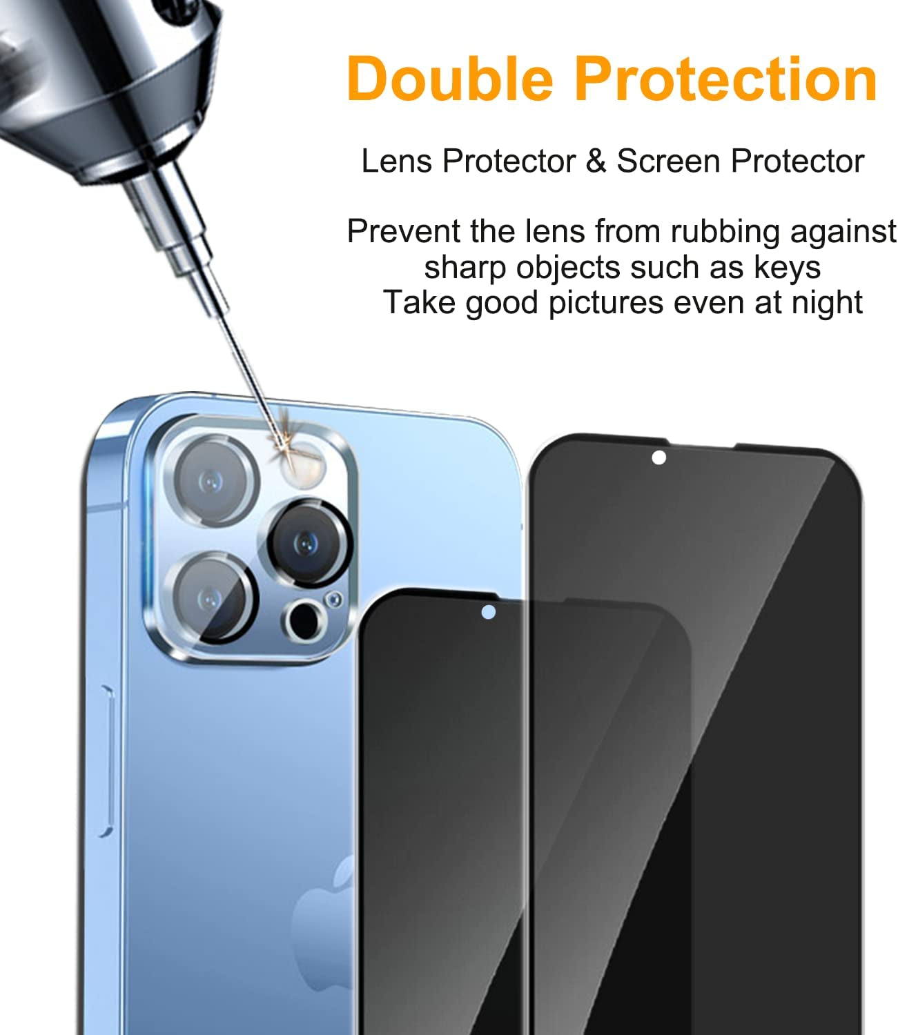 Pehael [2+2 Pack] Iphone 13 Pro Privacy Screen Protector with Camera Lens Protector Full Coverage Anti-Spy Tempered Glass Film 9H Hardness Upgrade Edge Protection Easy Installation Bubble Free [6.1 Inch]  pehael   