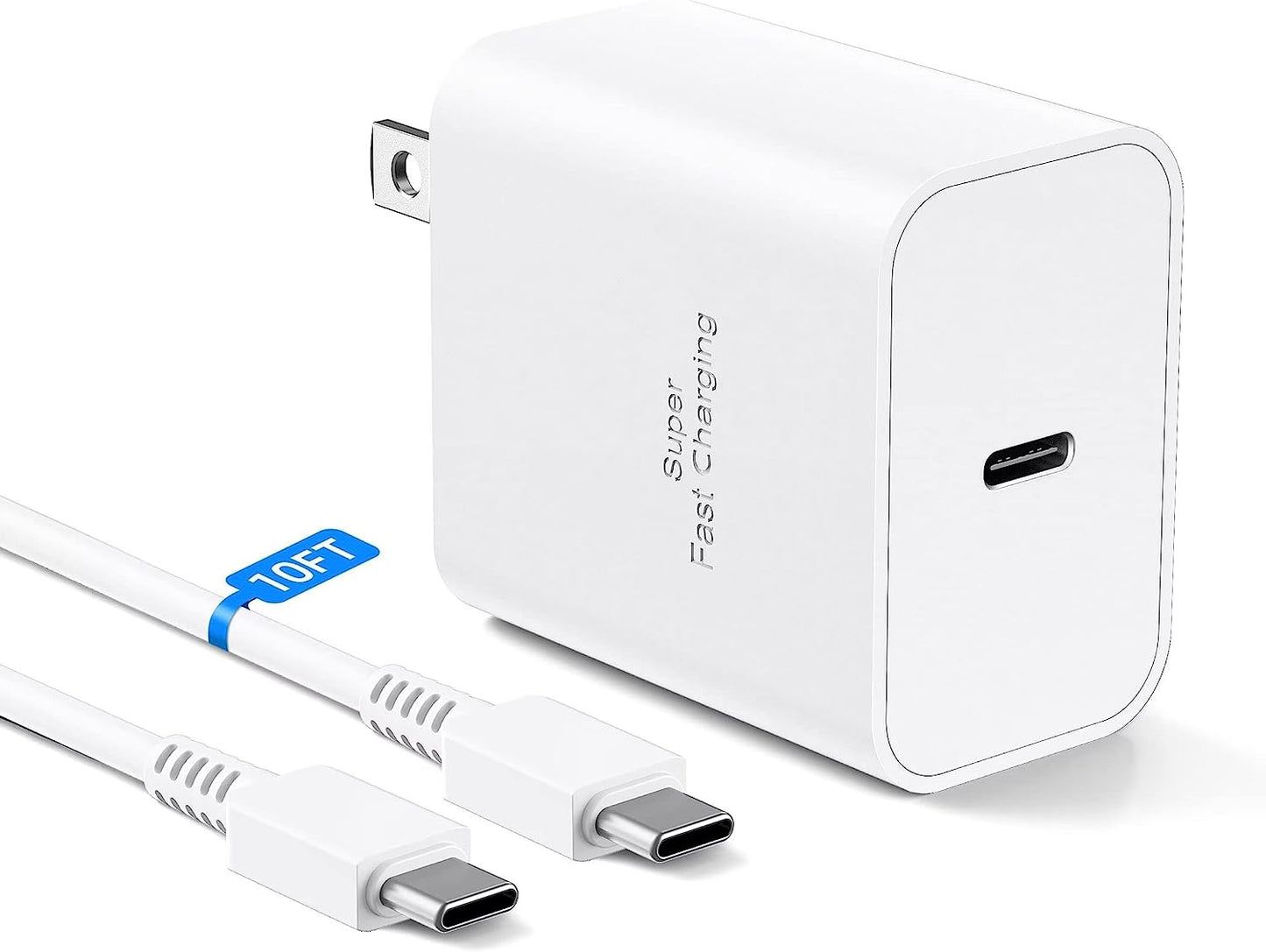 45W Super Fast Charging USB Type C Wall Charger Block for Samsung Galaxy S23 Ultra/S23/S23+/S22 Ultra/S22+/S22/Note 10/Note 20/S20/S21/S10, Galaxy Tab S7/S8 Ultra, Galaxy A, PPS Charger & 6Ft C Cable  BOVICAS White(1-Pack) 10ft 