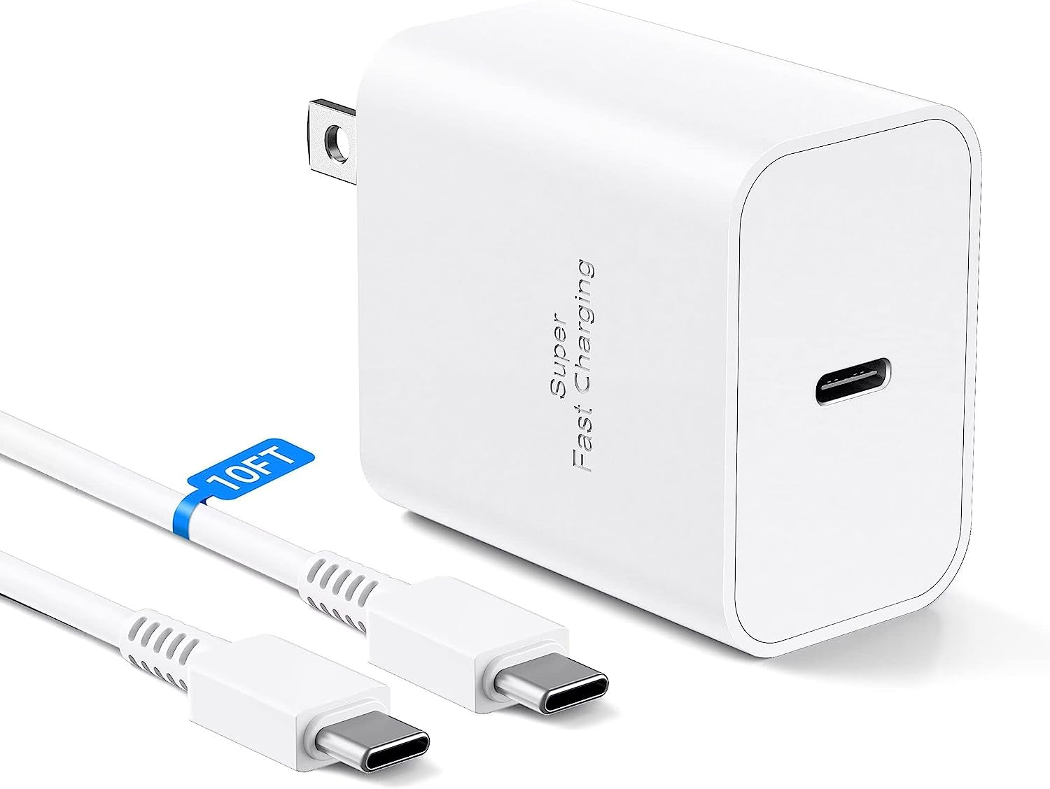 45W Super Fast Charging USB Type C Wall Charger Block for Samsung Galaxy S23 Ultra/S23/S23+/S22 Ultra/S22+/S22/Note 10/Note 20/S20/S21/S10, Galaxy Tab S7/S8 Ultra, Galaxy A, PPS Charger & 6Ft C Cable  BOVICAS White(1-Pack) 10ft 