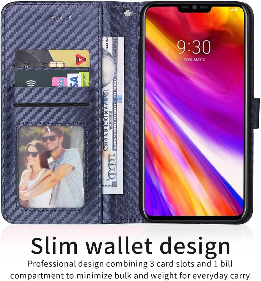 Compatible with LG G7 Thinq Wallet Case Wrist Strap Lanyard and Leather Flip Card Holder Stand Cell Phone Cover for LGG7 One G 7 plus LG7 Fit Lg7Thinq 7G Thin Q G7+ G7Thinq Lgg7Thinq Women Men Blue  WWAAYSSXA   