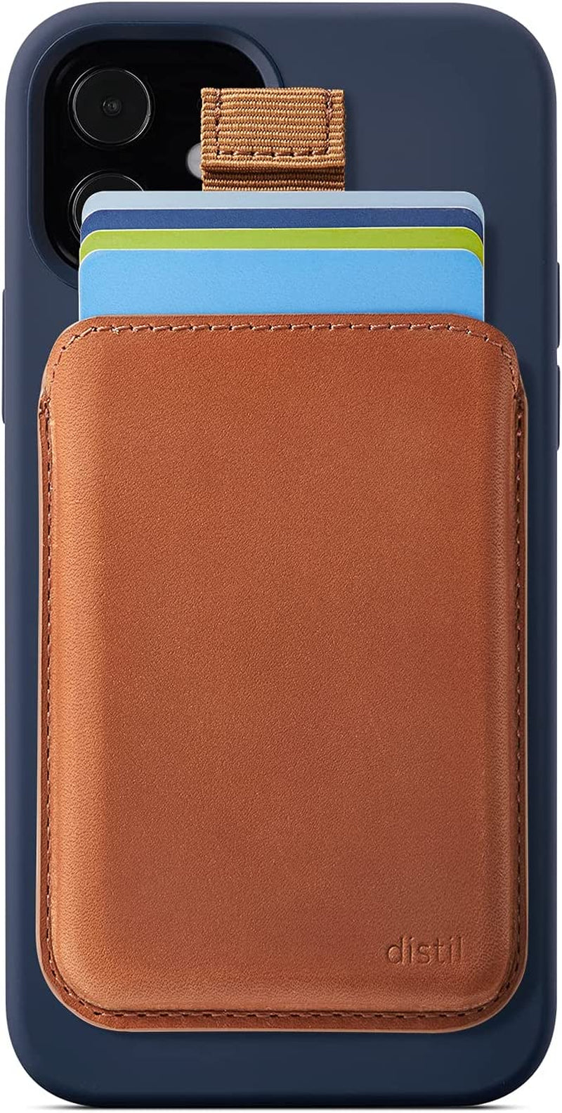 Distil Union Wally Junior | Apple Magsafe-Compatible Wallet, Leather Card Holder for Iphone, with Quick Access Pull-Tab  Distil Union Brown + Magsafe  