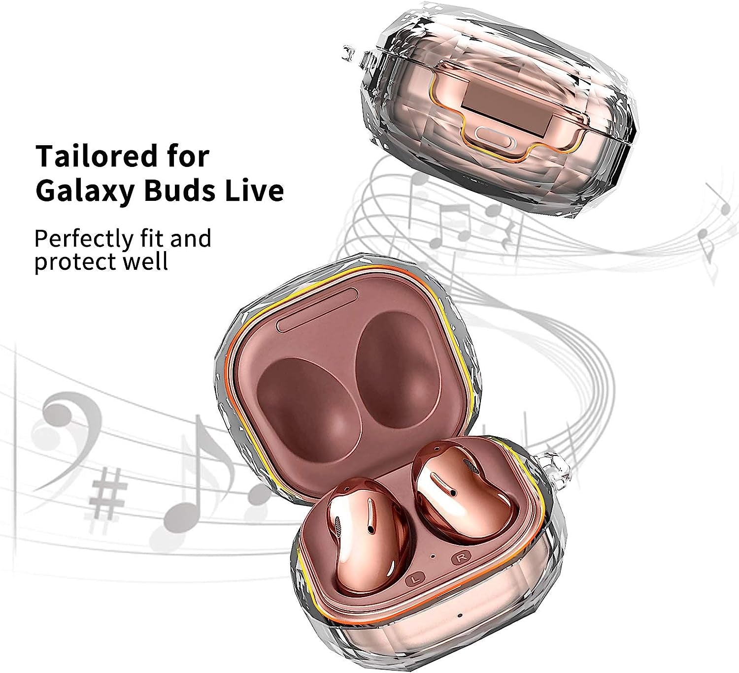 Newseego Protective Case Compatible with Samsung Galaxy Buds 2 (2021)/Galaxy Buds Pro Case/Galaxy Buds Live Case Cover (2020) with Carabiner Keychain Hard PC Shockproof Drop Protective Cover- Clear  Newseego   