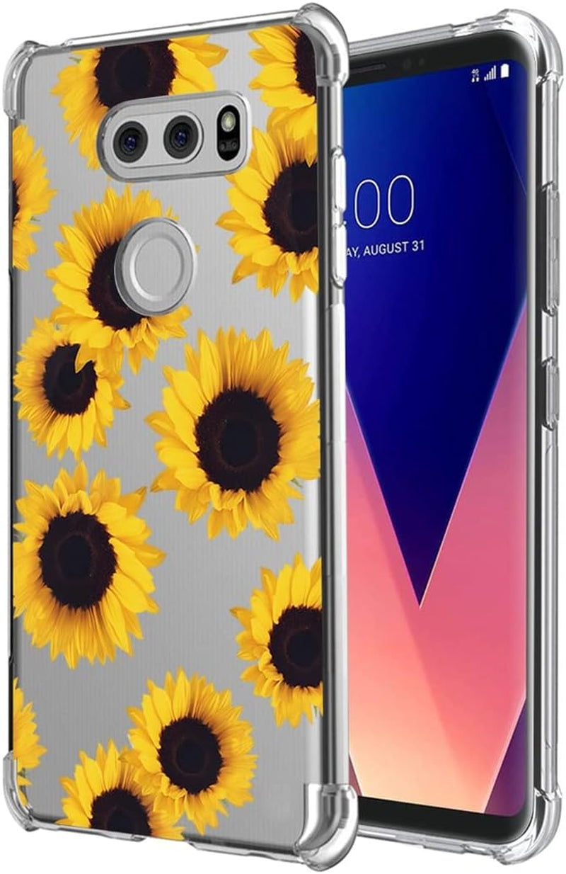 Yerebel Case for LG V30/V30S Thinq/V35 Thinq/V30+/V30 plus Case, US998 Cute Case, Clear Flexible Bumper TPU Soft Rubber Silicone Cover Phone Case for LG V30 (Sunflower)  Yerebel   