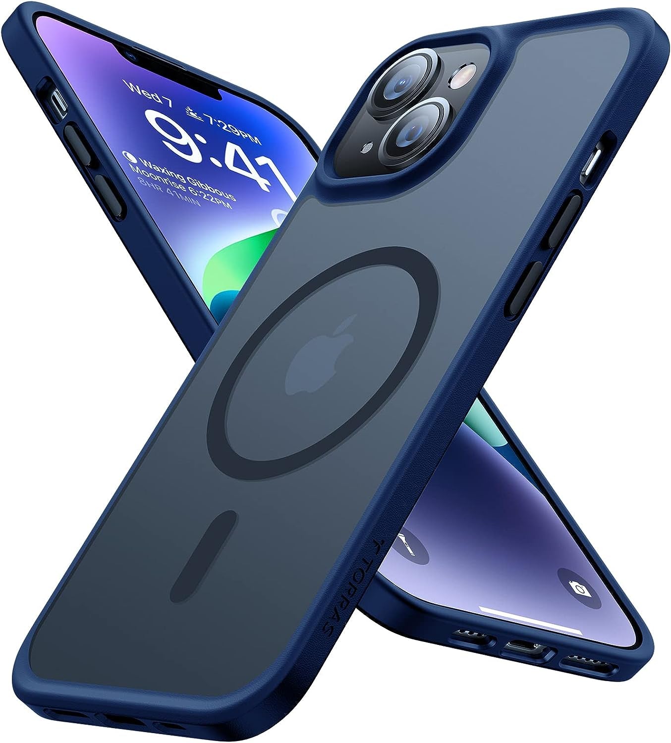 TORRAS Magnetic Designed for Iphone 14 plus Case, [10FT Military Grade Drop Tested] [Compatible with Magsafe] Slim Protective Translucent Matte Phone Case for Iphone 14 Plus, 6.7Inch,Purple  TORRAS Blue Iphone 14 