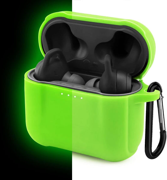 Silicone Cover for Skull Candy Indy Evo Case 【Luminous Green】, Anti-Lost & Shockproof Protective Case for Skull Candy Indy EVO True Wireless Earbuds with Keychain (Visible Front LED) (NOT for Indy)  WQNIDE   