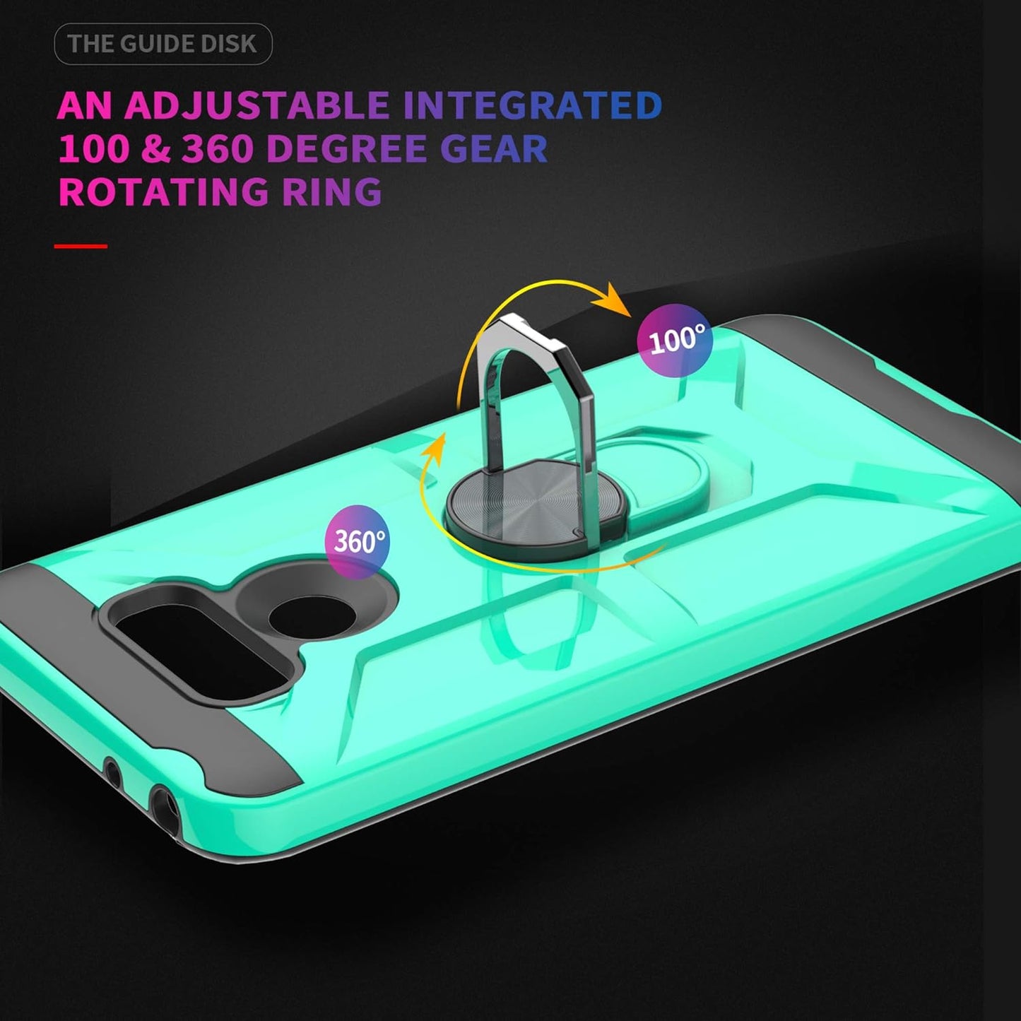 Ymhxcy Compatible for LG G6/G6 plus Case with HD Screen Protector，360 Degree Rotating Ring Kickstand Holder Dual Layers of Shockproof Phone Case for LG G6-ZS Mint  YmhxcY   