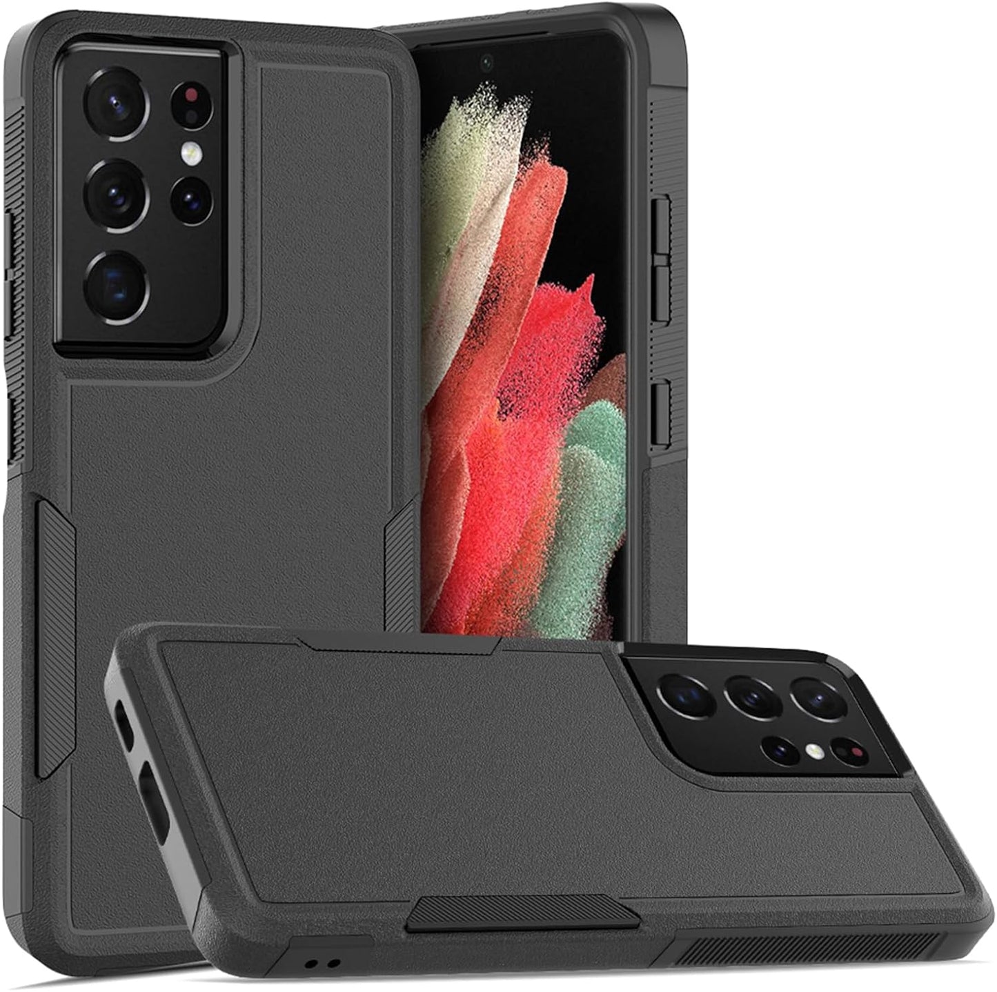 For Samsung Galaxy S21 Ultra Case: Dual Layer Protective Heavy Duty Cell Phone Cover Shockproof Rugged with Screen Protector - Military Protection Bumper Tough - Samsung Galaxy S21 Ultra 5G, Black  Jinxian Co., Ltd.   