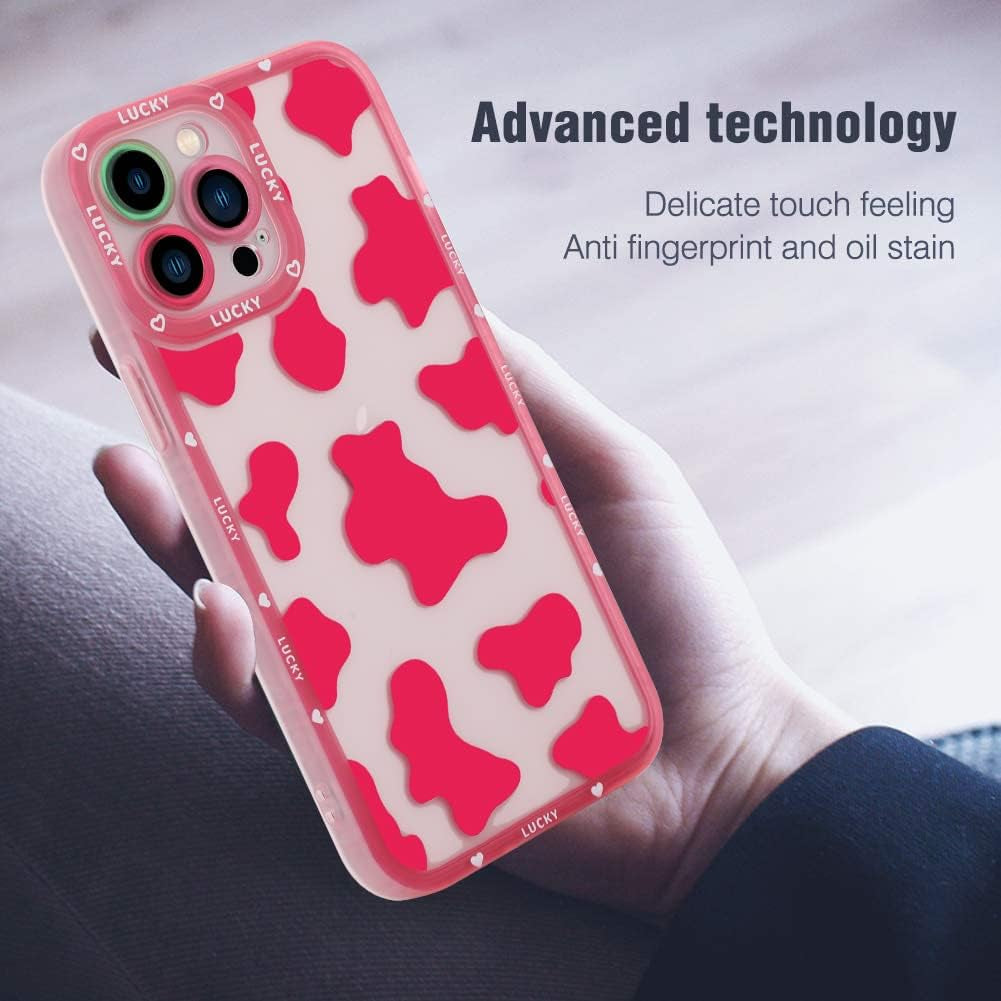 ZIYE Cow Print for Iphone 13 Pro Case,Iphone 13 Pro Cow Pattern Protective Phone Case with Full Body Soft Tpu+Camera Protection Anti-Scratch Cover for Iphone 13 Pro 6.1 Inch (Pink)  ZIYE   