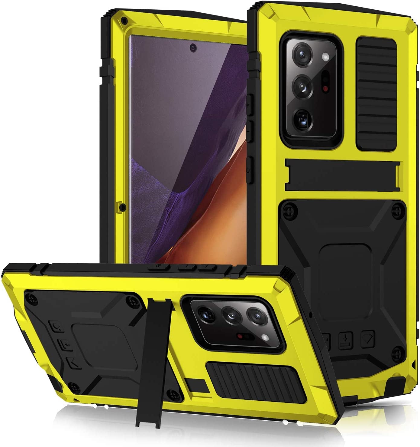 CHENXI for Samsung Galaxy Note 20 Case, Aluminum Metal Gorilla Glass Waterproof Shockproof Military Heavy Duty Sturdy Protector Cover Hard Case for Samsung Galaxy Note 20 (Yellow)  ChenXi   