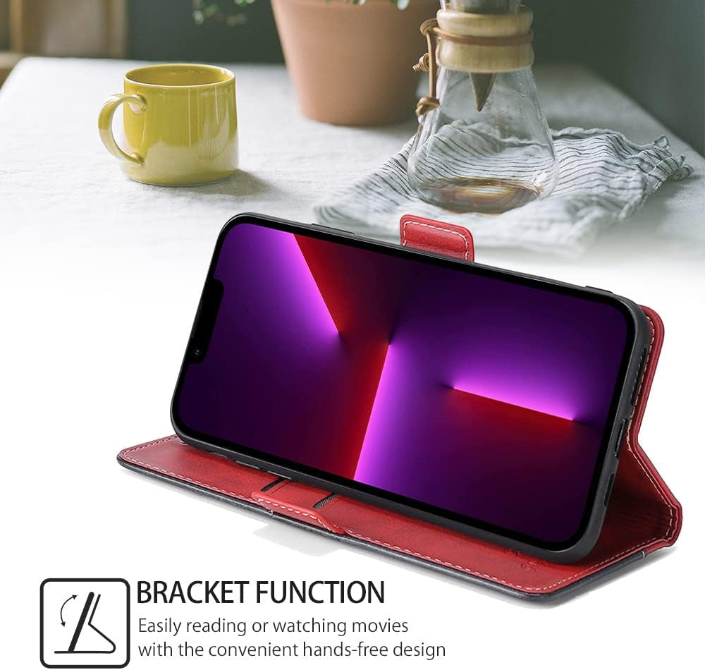 Fansipro Wallet Folio Case for LG G7 THINQ, Premium PU Leather Slim Fit Cover for G7 THINQ, 2 Card Slots, Friendly Fit, Red & Black  Fansipro   