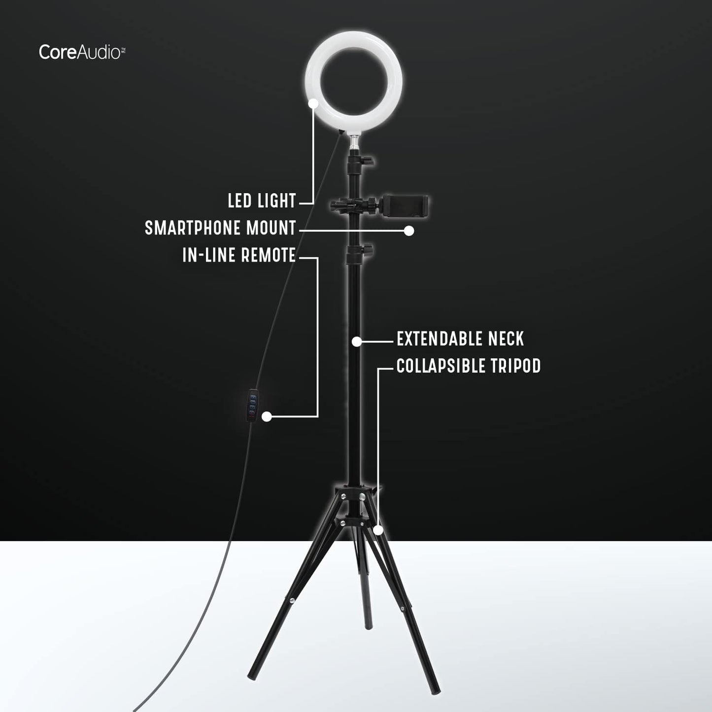 Coreaudio 6" Ring Light with Adjustable 5' Tripod Stand, LED Ring Selfie Light for Photography, Makeup, Vlogging, Photos, Video Recording, Tiktok, and Content Creator Essentials  iWorld LLC   