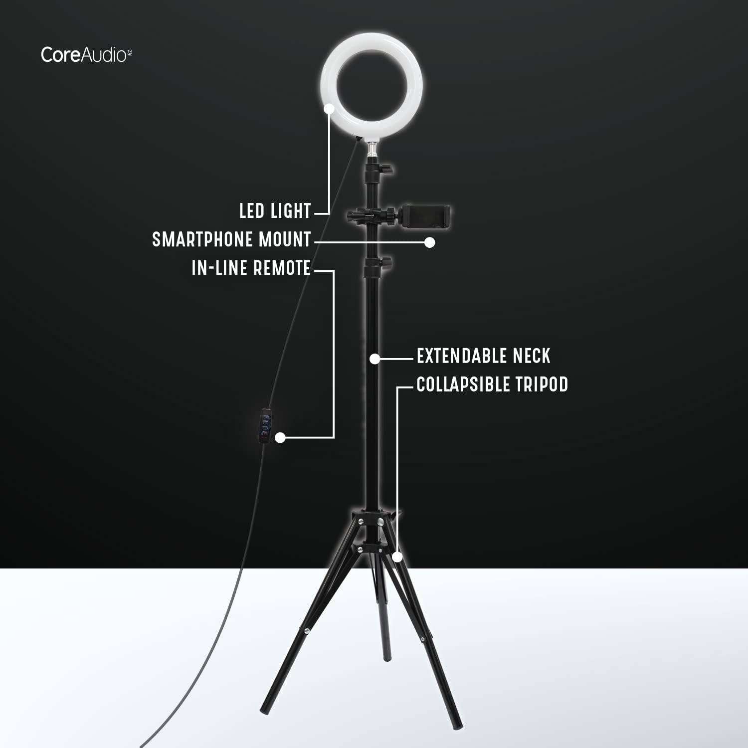 Coreaudio 6" Ring Light with Adjustable 5' Tripod Stand, LED Ring Selfie Light for Photography, Makeup, Vlogging, Photos, Video Recording, Tiktok, and Content Creator Essentials  iWorld LLC   