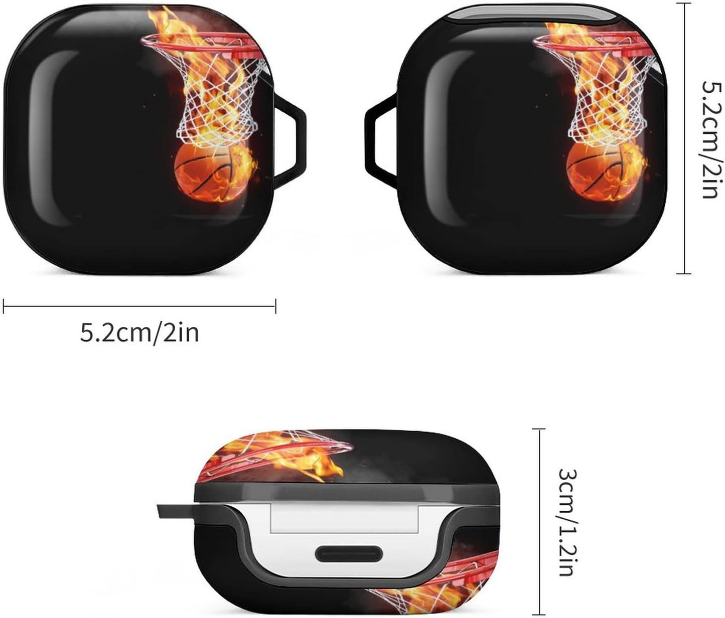 Fire and Basketball Protective Case Cover Compatible with Galaxy Buds Live/Galaxy Buds Pro/Galaxy Buds 2 Pro Charging Case for Women Men  MHXYZHW   