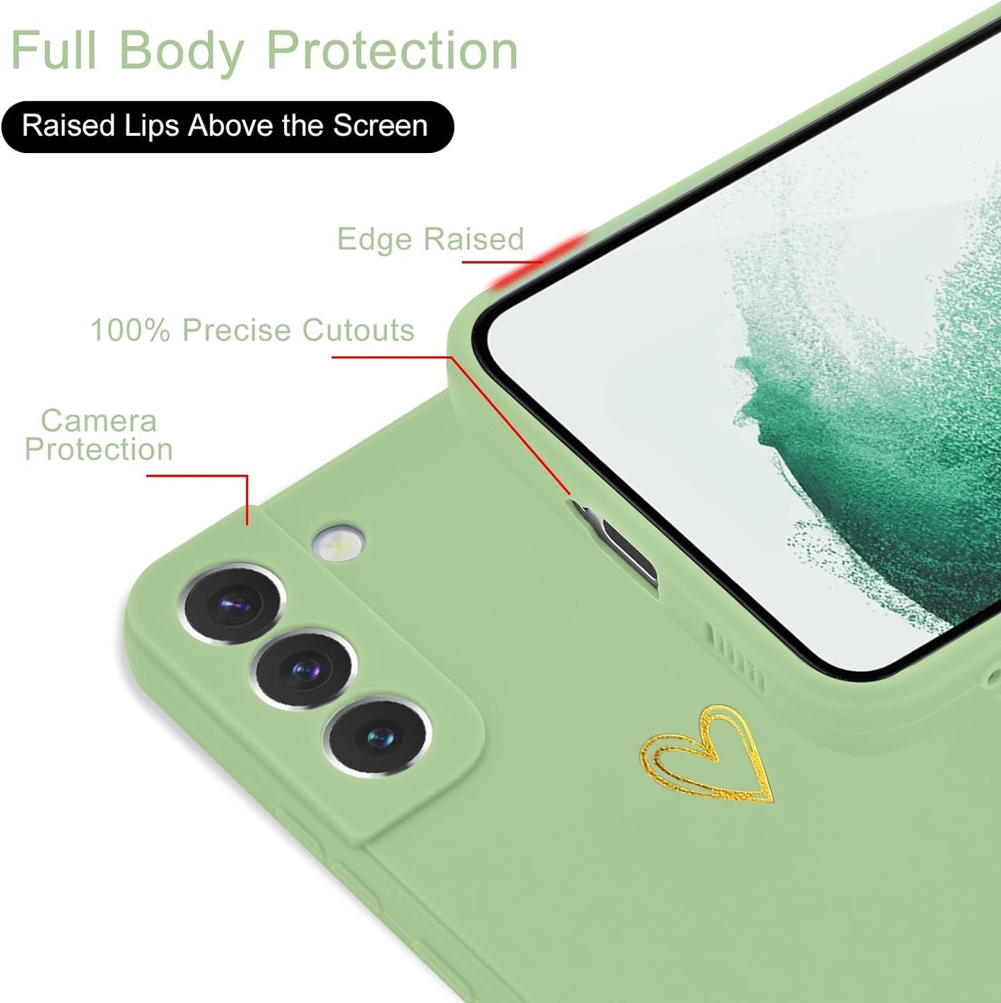 Wirvyuer for Samsung Galaxy S22 Case Cute Slim Shockproof Phone Case with Wireless Charging Support and Protection, Lime Green  Wirvyuer   