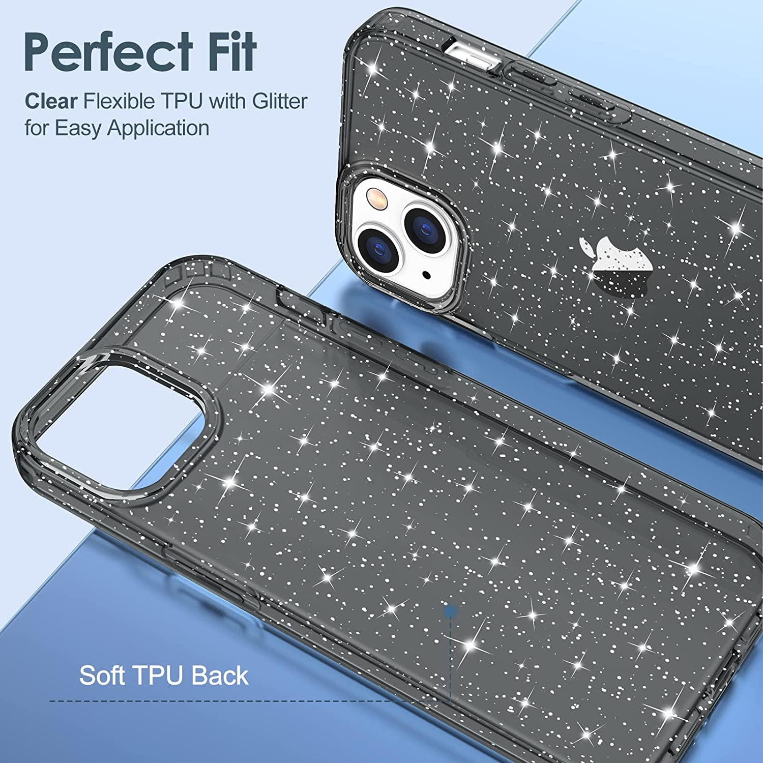 Hython Case for Iphone 14 Case Glitter, Cute Sparkly Clear Glitter Shiny Bling Sparkle Cover, Anti-Scratch Soft TPU Thin Slim Fit Shockproof Protective Phone Cases for Women Girls, Black Glitter  Hython   