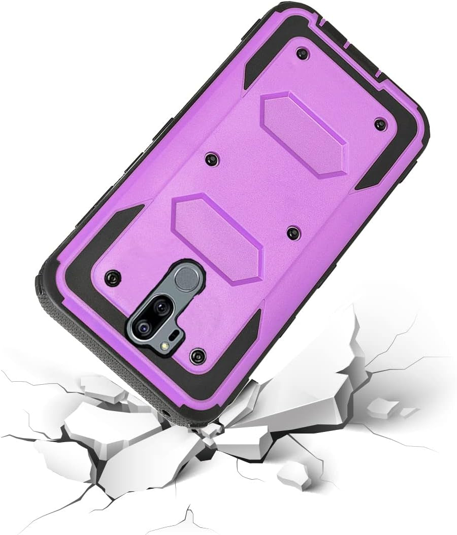 Asuwish Phone Case for LG G7 Thinq Cover Hybrid Shockproof Proof Full Body Protective Heavy Duty Cell Accessories LGG7 One G 7 plus LG7 Fit Lg7Thinq 7G Thin Q G7+ G7Thinq Lgg7Thinq Women Men Purple  Asuwish   