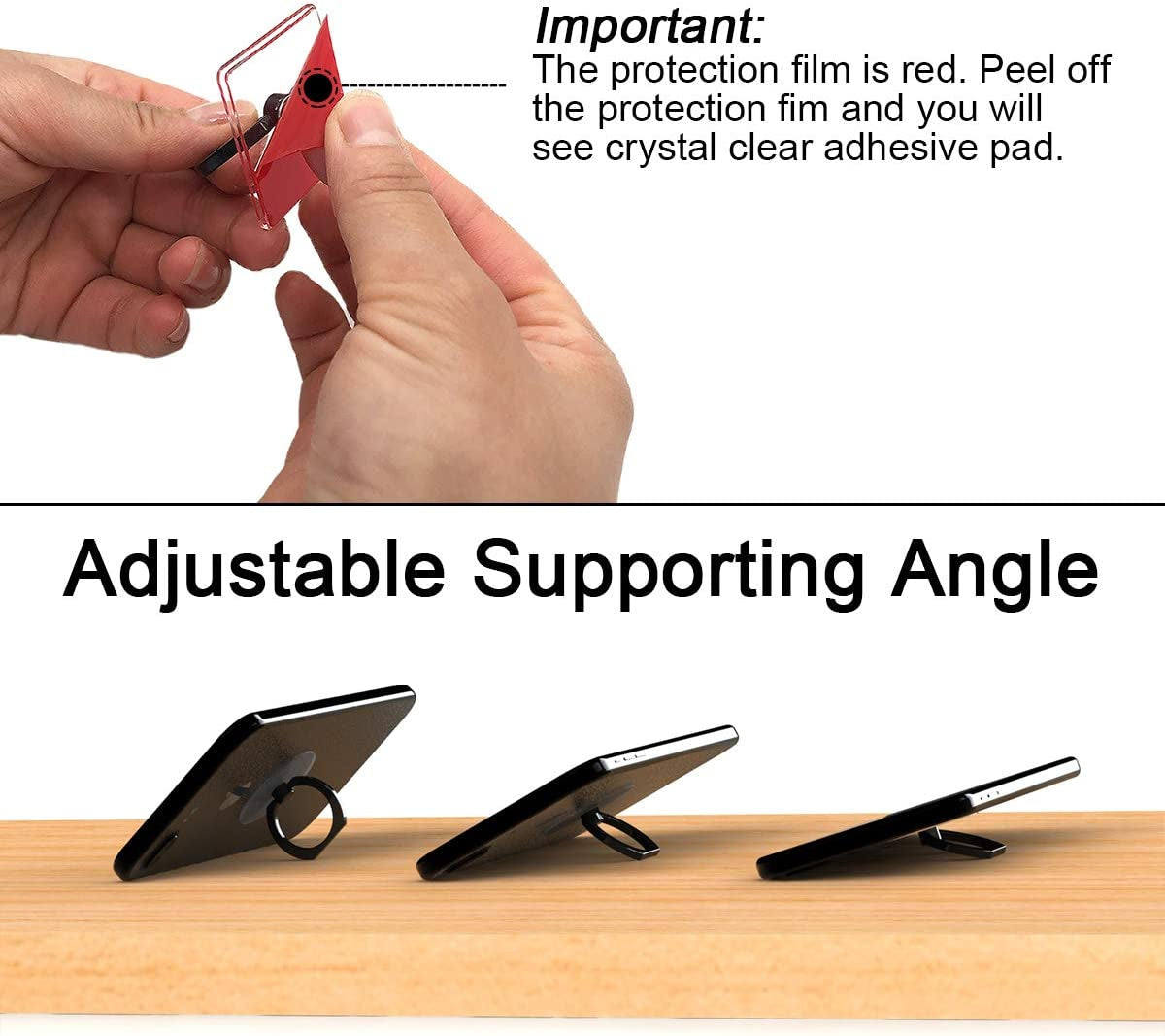 Attom Tech Transparent Phone Ring Holder Grip 360 Degree Free Rotation, Clear Cell Phone Finger Ring Kick-Stand Compatible with Iphone X 8 7 plus 6S 6 5S 5 SE, Galaxy S9 S8 S7 S6 Edge (Silver)  Attom Tech LLC   