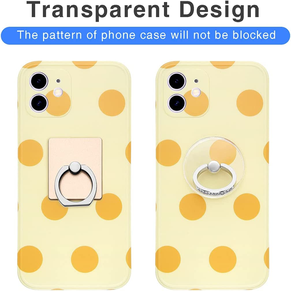 Exoer Transparent Cell Phone Ring Stand Holder Phone Ring Holder Finger Grip Loop Finger Ring Stand (2 Silver 2 Black (Round))  Exoer   