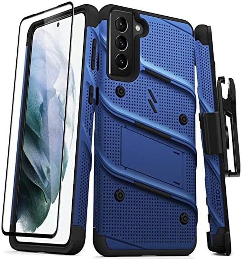 ZIZO Bolt Series for Galaxy S21 plus Case with Screen Protector Kickstand Holster Lanyard - Black & Red  Zizo Blue/Black  