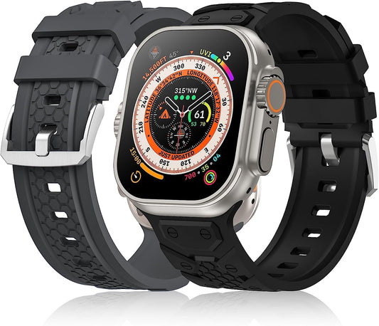 YAXIN 2 Pack Sport Band Compatible for Apple Watch Ultra Band 49Mm 45Mm 44Mm 42Mm Men, Soft Silicone Wristband Replacement Strap for Apple Watch Band Ultra Iwatch Series 8/7/SE/6/5/4/3  YAXIN   