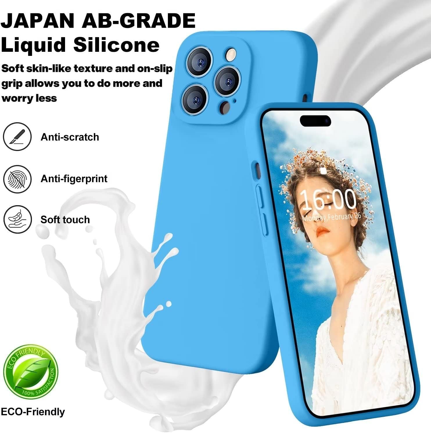 Ktele Compatible with Iphone 14 Pro Case, Ab-Grade Liquid Silicone Case, [Four Corner 50+Tiny Airbags Shockproof] [Soft Microfiber Lining Anti-Scratch] Camera All-Round Protection Case-Blue  Ktele   