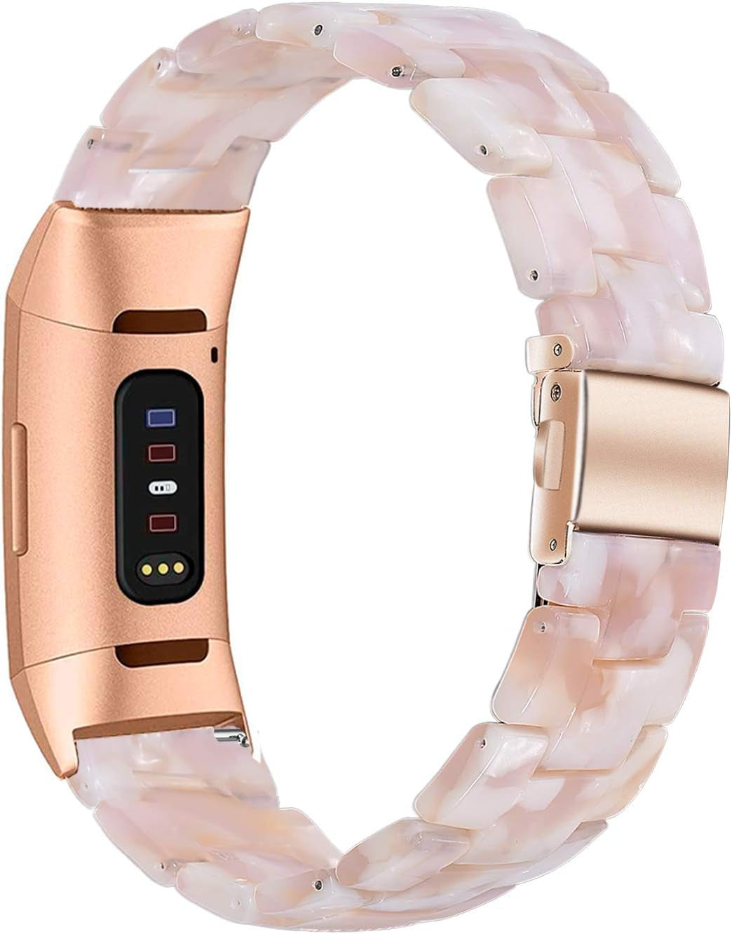Wongeto Resin Bands Compatible for Fitbit Charge 3 / Charge 4/ Charge 3 SE Band，Replacement Wrist Accessory Rose Gold Buckle Fitness Bands Straps Bracelet Wristbands Women Men (Pink)  Wongeto   