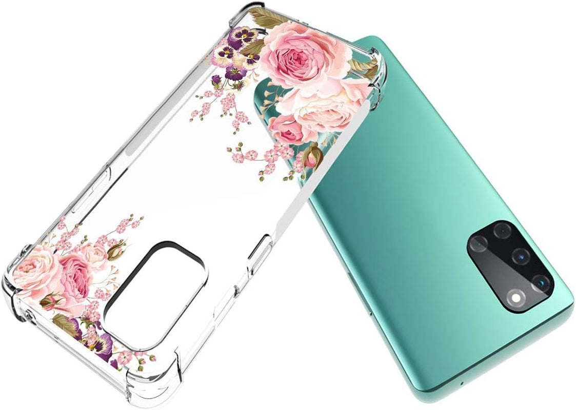 Ueokeird Phone Case for Oneplus 8T 5G (2020), Oneplus 8T Case Girls Women, Slim Shockproof Clear Floral Pattern Soft Flexible TPU Protective Cover for Oneplus 8T (Rose Flower)  Ueokeird   