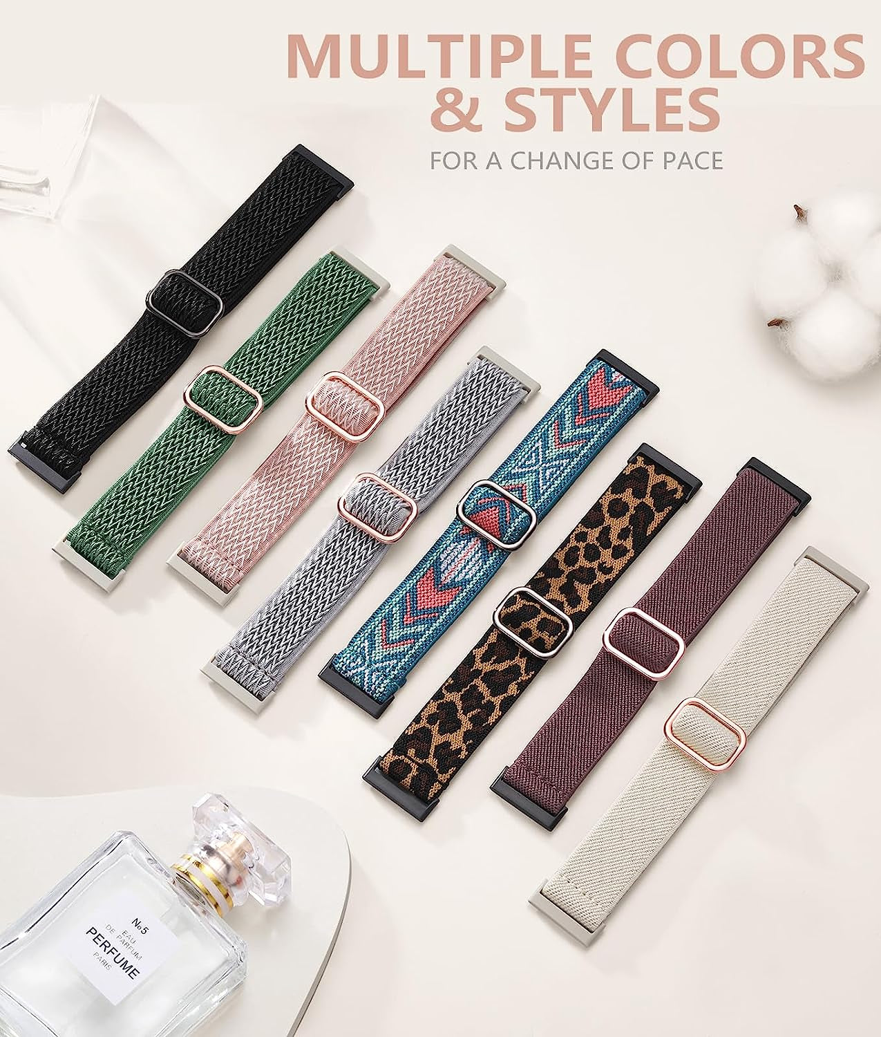 Adorve Compatible with Fitbit Sense Bands/Sense 2/Versa 3/Versa 4 Bands for Women Men, Adjustable Breathable Elastic Nylon Solo Loop Replacement Straps for Fitbit Versa 4/Versa 3/Sense 2/Sense Watch  Adorve   