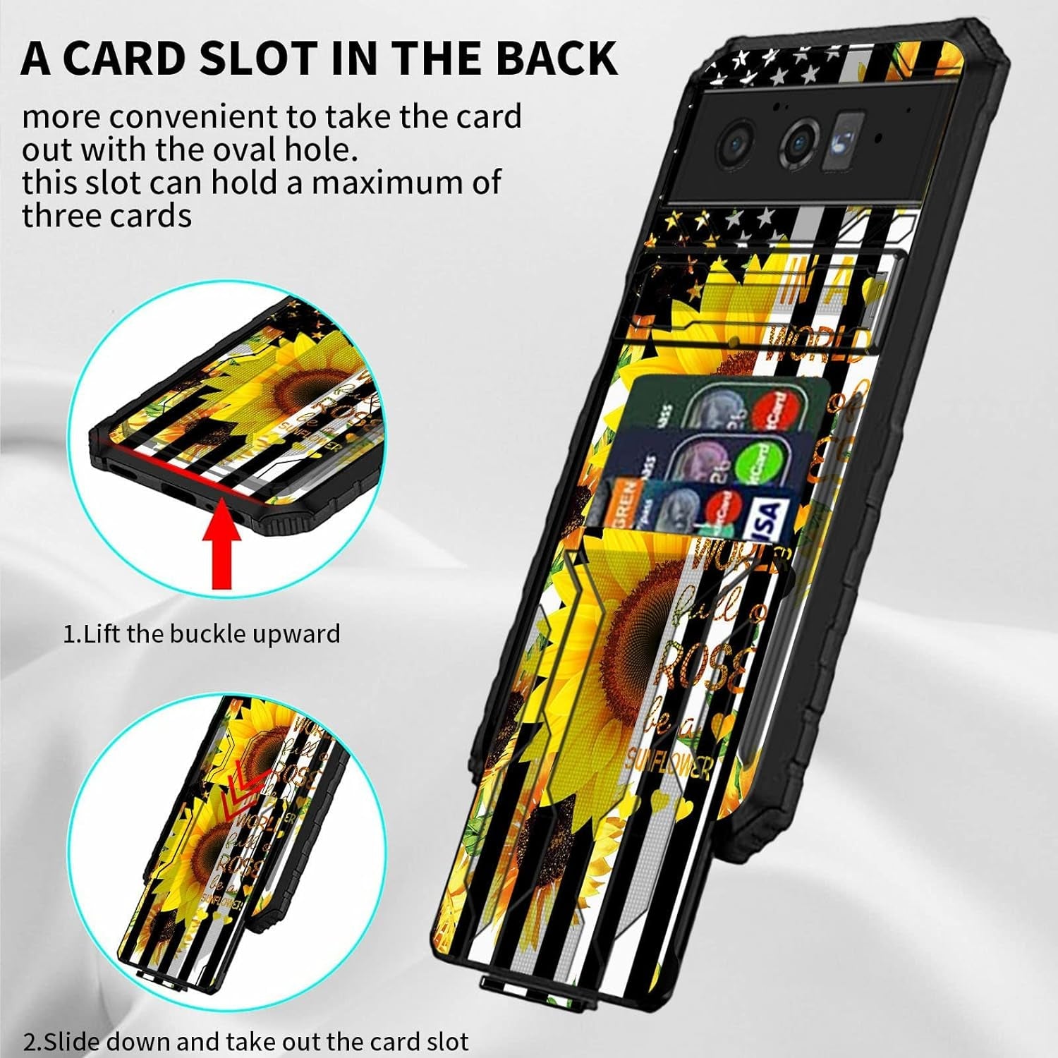 BEOTIWAD Wallet Case for Google Pixel 6 Pro,Dual Layer Heavy Duty Shockproof Holder Case with Detachable Card Slot and Kickstand Hide Cash and Credit Cards for Pixel 6 Pro,Sunflower Flags  BEOTIWAD   
