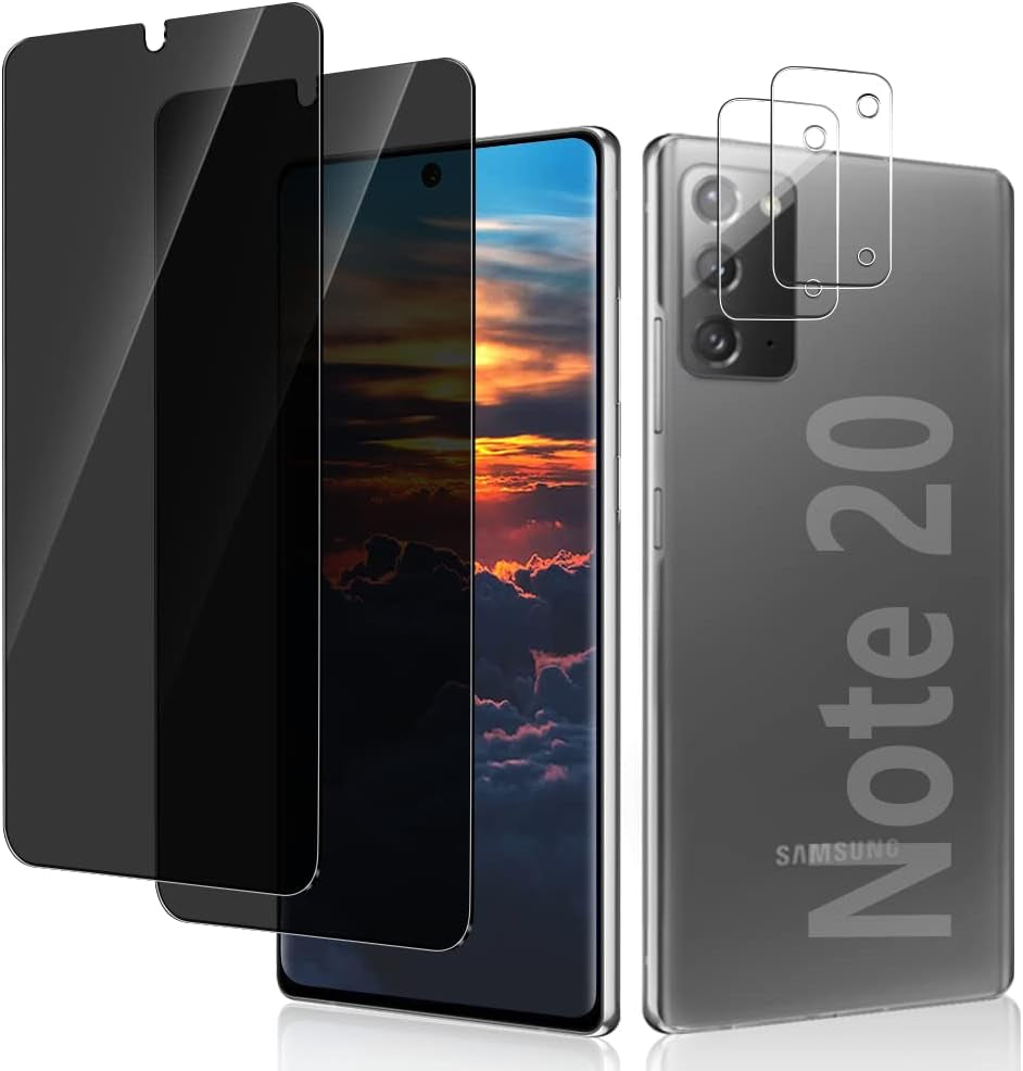 [2+2 Pack] Samsung S21 Ultra Screen Protector, 9H Tempered Glass Include 2 Pack Camera Lens Protector,Ultrasonic Fingerprint Support, 3D Curved, Bubble-Free Glass Screen Protector, for Samsung Galaxy S21 Ultra (6.8 Inch)  MAXVITAVELA Note 20 Privacy Screen Protector  