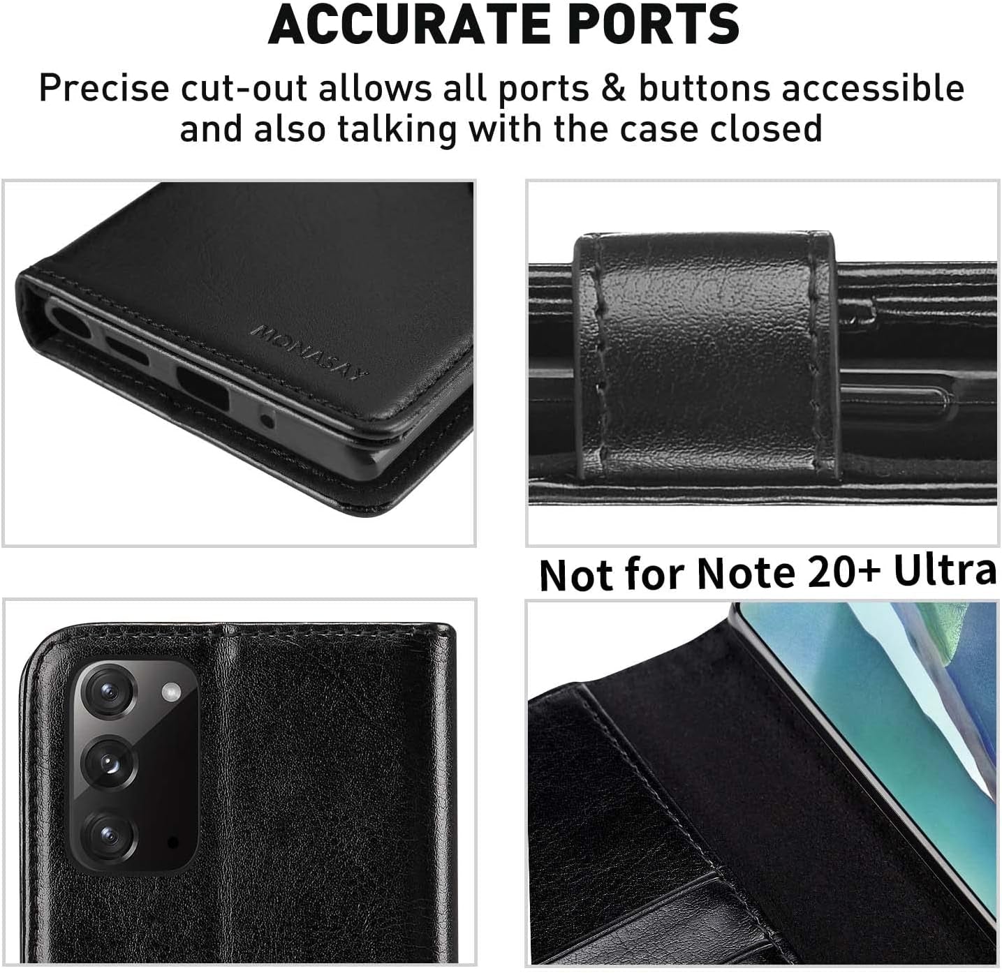 MONASAY Galaxy Note 20 5G Wallet Case, 6.7 Inch, [Included Screen Protector][Rfid Blocking] Flip Folio Leather Cell Phone Cover with Credit Card Holder for Samsung Galaxy Note 20 5G, Black  MONASAY   