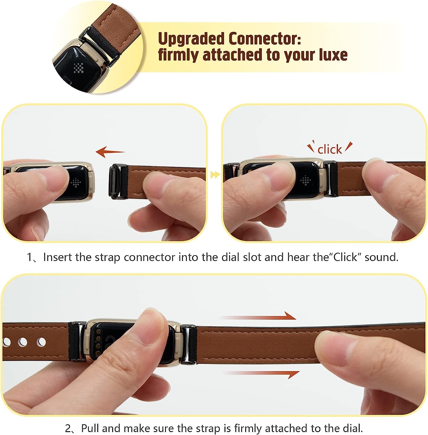 Wizvv Compatible with Fitbit Luxe Bands for Women, Elegant Slim Soft Leather Strap Wristband Bracelet Replacement for Fitbit Luxe Fitness Tracker (Black+Gold)  Wizvv   