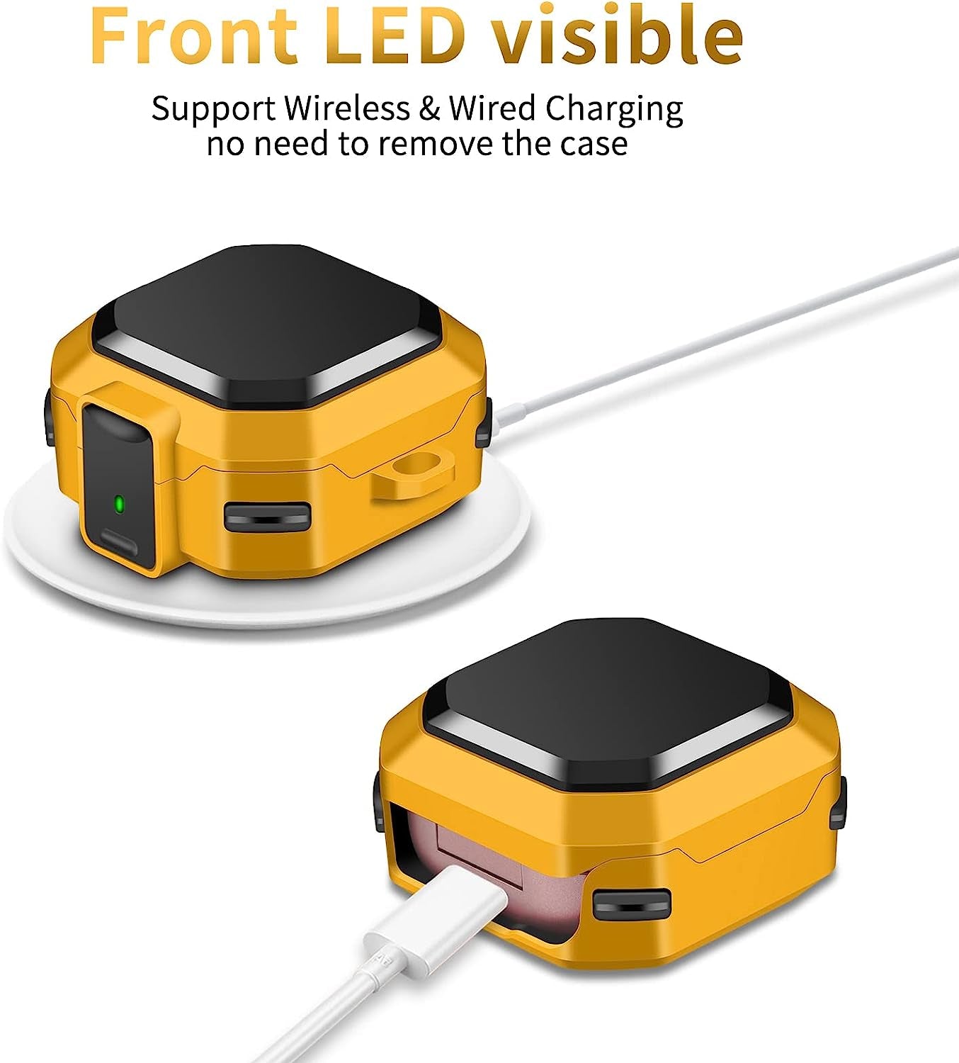 JAKPAK Compatible with Samsung Galaxy Buds 2 Case (2021)/ Galaxy Buds Pro Case (2021) / Galaxy Buds Live Case (2020) Hard PC Shockproof Protective Case with Keychain Secure Lock Design Cover Yellow  JAKPAK   