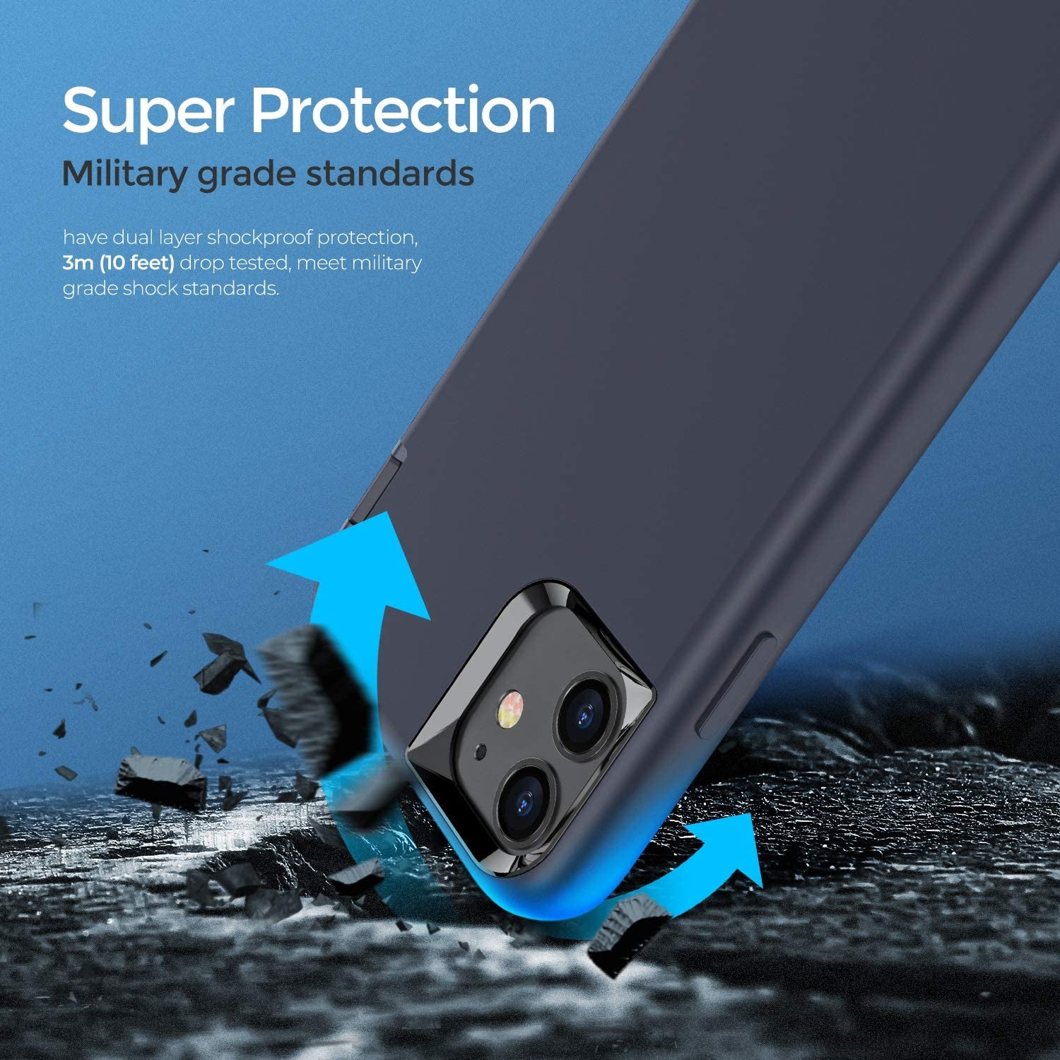 Oribox for Iphone 13 Case Blue, [10 FT Military Grade Drop Protection], Soft-Touch Finish of the Liquid Silicone Exterior Feels, Heavy Duty Shockproof Anti-Fall Case for Iphone 13,6.1 Inch, Blue  ORIbox   