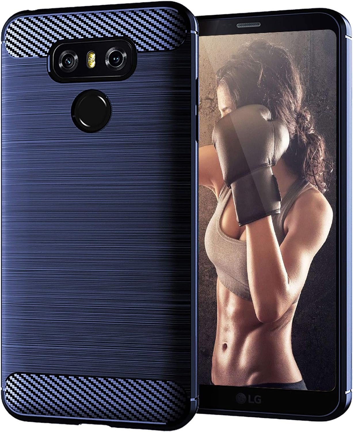 DONGDEAR Compatible for LG G6 Case LG G6 plus Phone Case,Slim Thin Flexible TPU Scratch Resistant Rubber Soft Skin Silicone Shockproof Carbon Fiber Protective Cases Cover for LG G6 (Brushed Blue)  DONGDEAR   