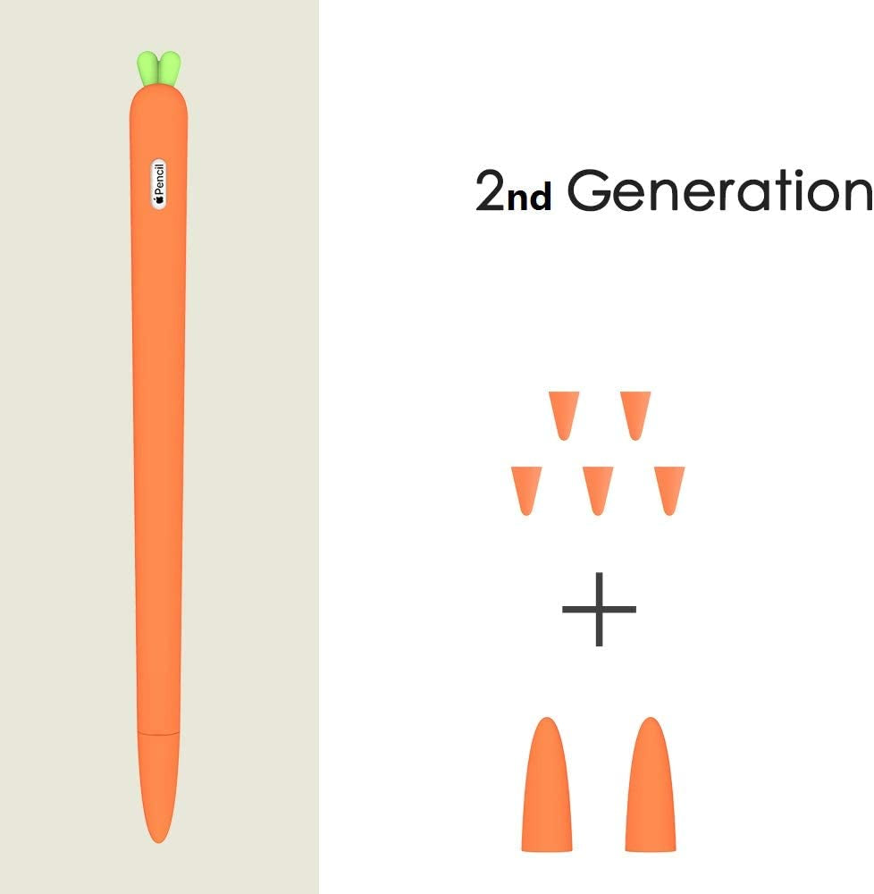 Love Mei for Apple Pencil Silicone Holder Sleeve for 2Nd Generation Protective Skin Cover Magnetic Case and Nib Cover Non-Slip Smooth Grip Cute Carrot Accessories for Ipad Pro  LOVE MEI   