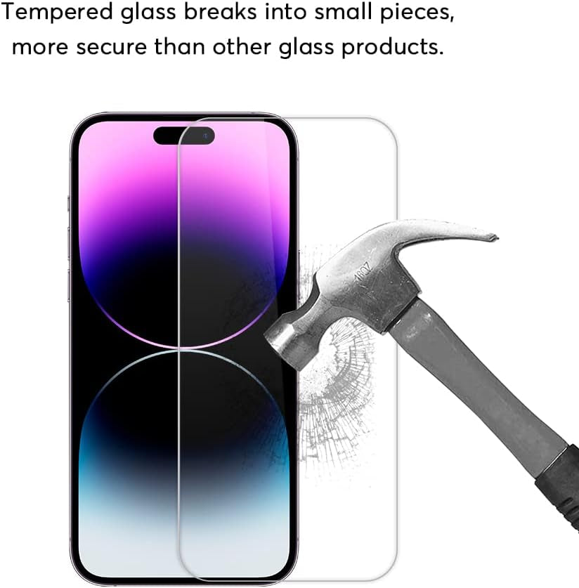 Glass Screen Protector [2 Pack] for Iphone 14 Pro Max Display Tempered Glass, Sensor Protection, Dynamic Island Compatible, Case Friendly [9H Hardness] - HD  Glass Screen Protector   