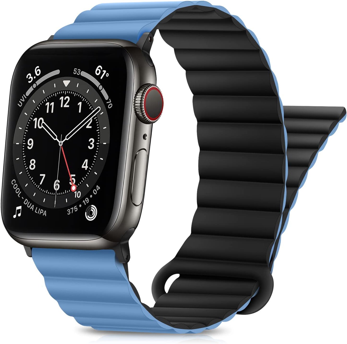 HITZEE Compatible with Apple Watch Band 41Mm 40Mm 38Mm, Double Sided Wearable Silicone Magnetic Loop Bands Compatible for Apple Watch Series 8 7 SE 6 5 4 3 2 1, Gray Orange  HITZEE Blue Black 49mm/45mm/44mm/42mm 