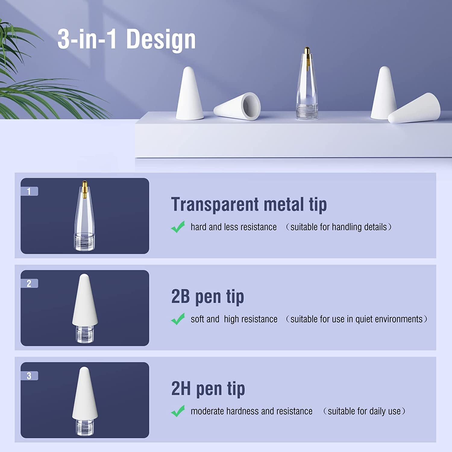 Digiroot Replacement Tip for Apple Pencil 1St/2Nd Generation, 3-In-1 Alternatives to Apple Pencil Tips, Wear-Resistant and Fine Point Precise Control Pencil Tips for Ipad Pro/Ipad Air/Ipad Mini  Digiroot   