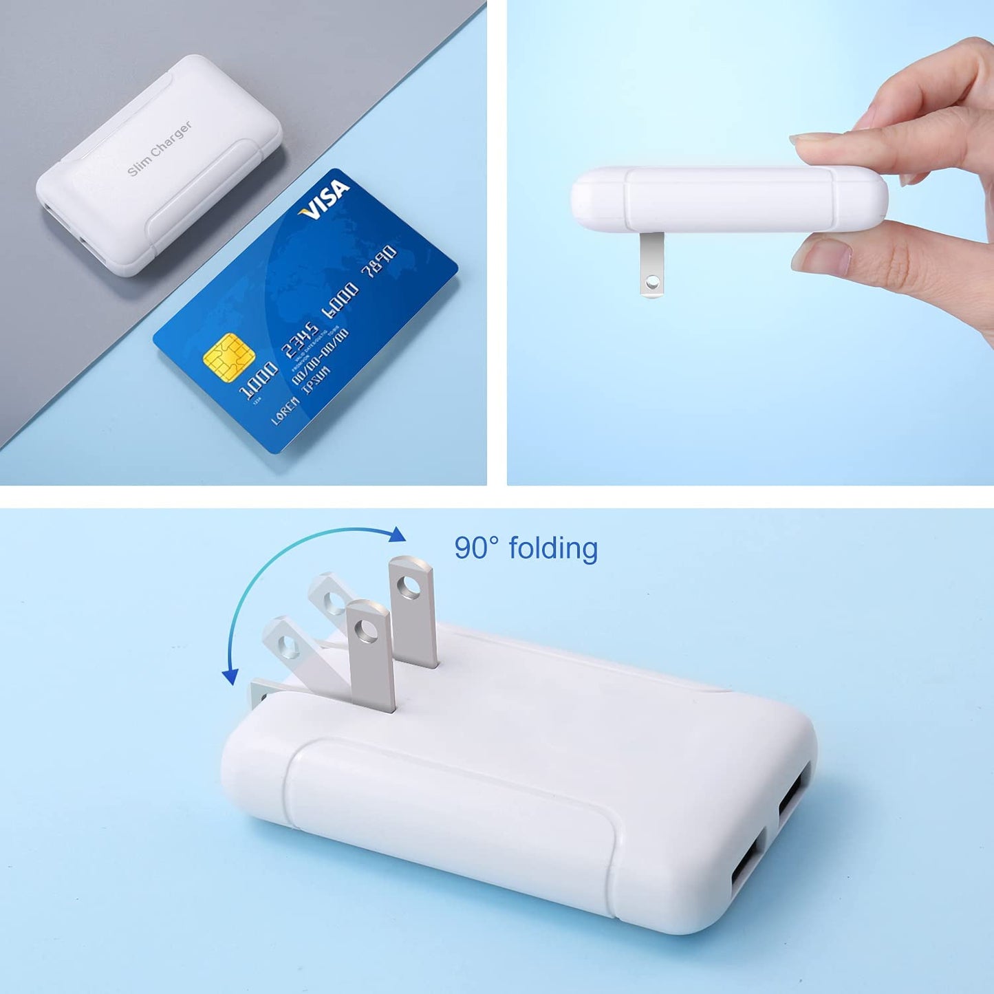 USB Wall Plug, Excgood Flat USB Wall Charger Smart Slim USB Plug for Wall Outlet Compatible with Iphone 14 Pro Max/13/12/11/Xr/Xs/X, Galaxy A03S/A13/A12/S22/S21/S20/10/9/8, Webcam, 2-Pack,White  Guangzhou Banghuan E-Commerce Co.,LTD.   