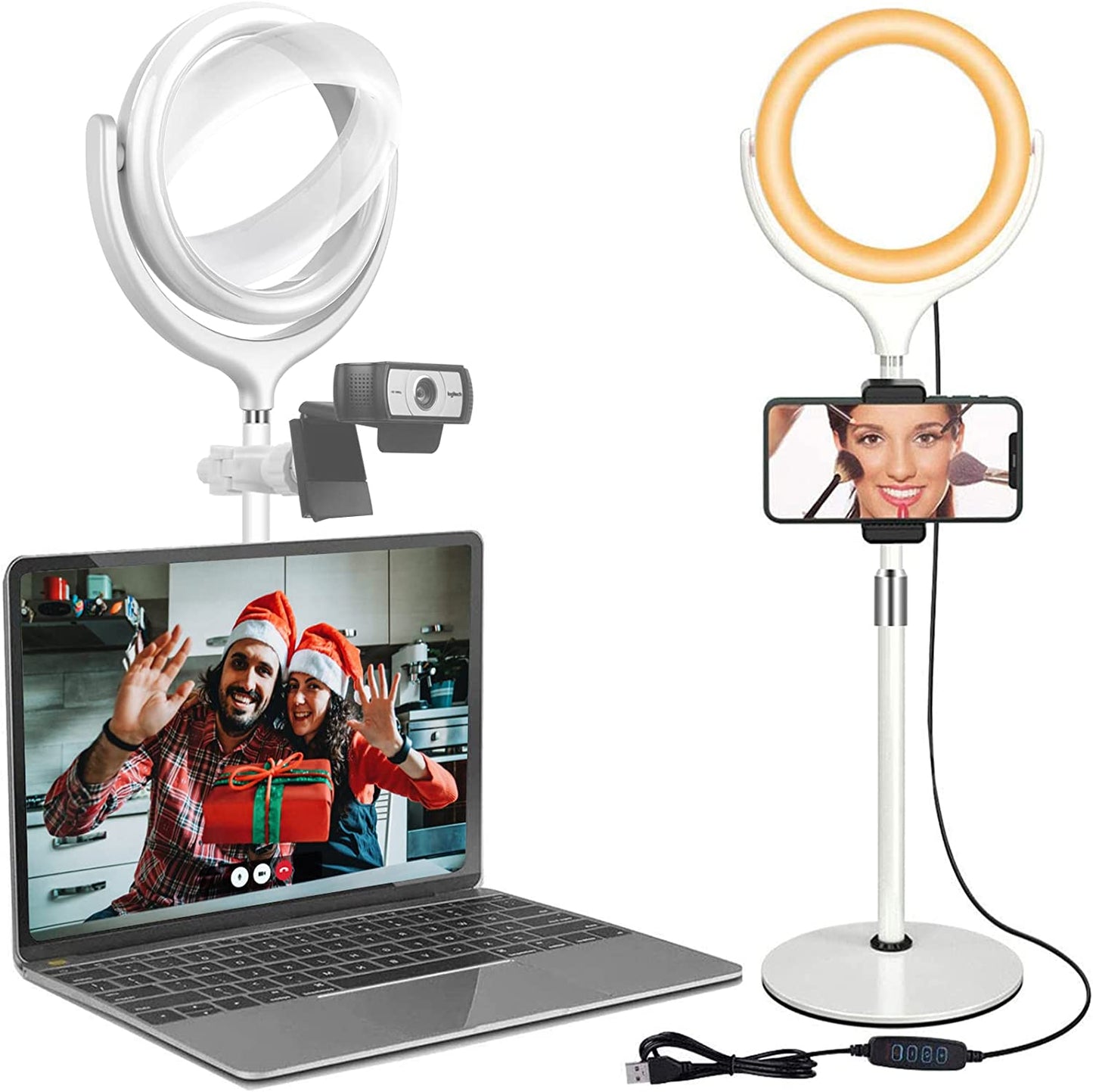 Video Conference Lighting Kit for Zoom Meeting, Desktop Ring Light with Stand for Laptop/Computer/Monitor/Webcam/Iphone, Selfie Circle Light for Zoom Calls/Online Virtual Meeting/Office Video Calls  Yarrashop   