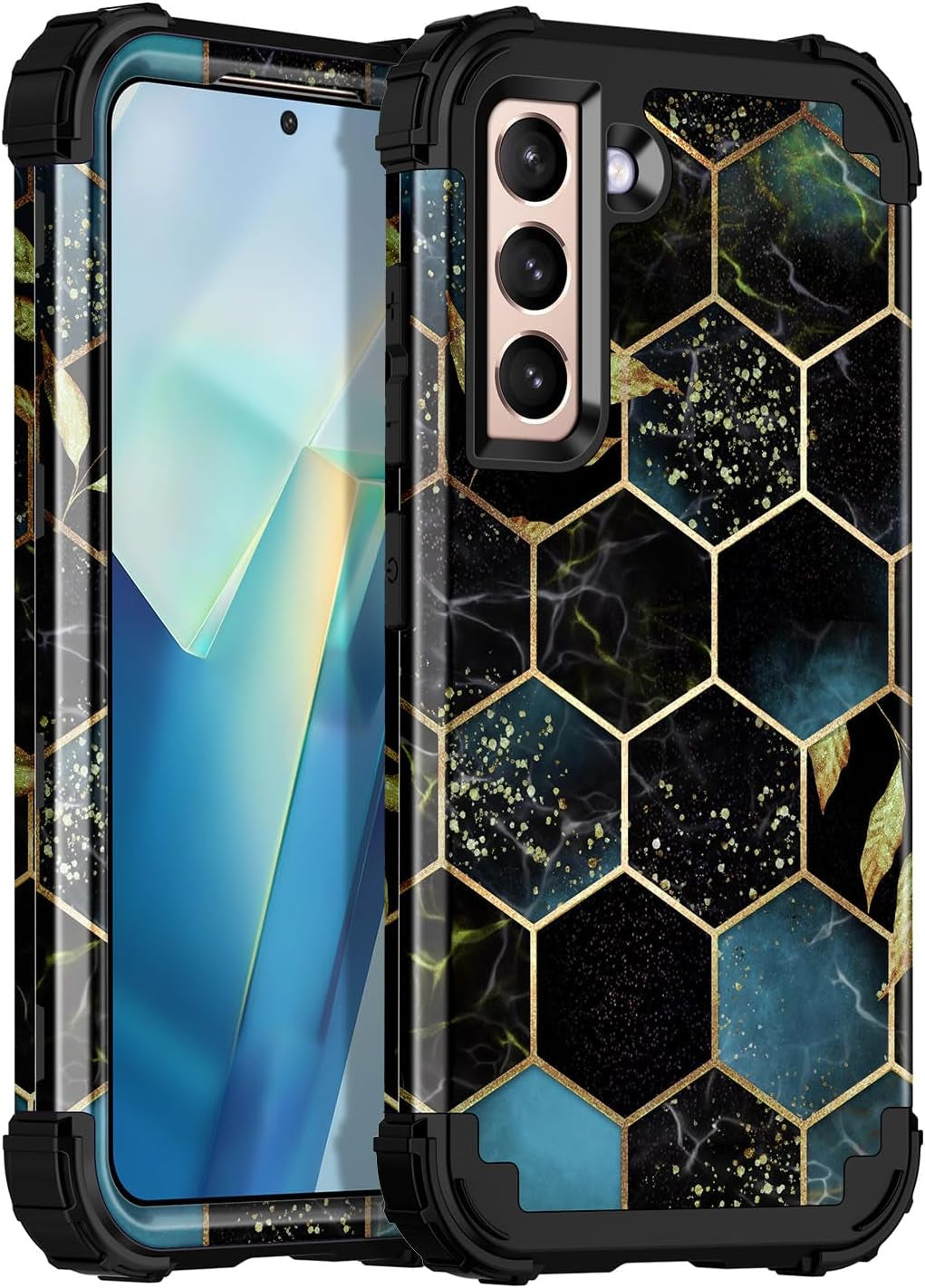 Rancase for Galaxy S21 5G Case,Three Layer Heavy Duty Shockproof Protection Hard Plastic Bumper +Soft Silicone Rubber Protective Case for Samsung Galaxy S21 5G 6.2 Inch,Purple Mandala  Rancase Black  