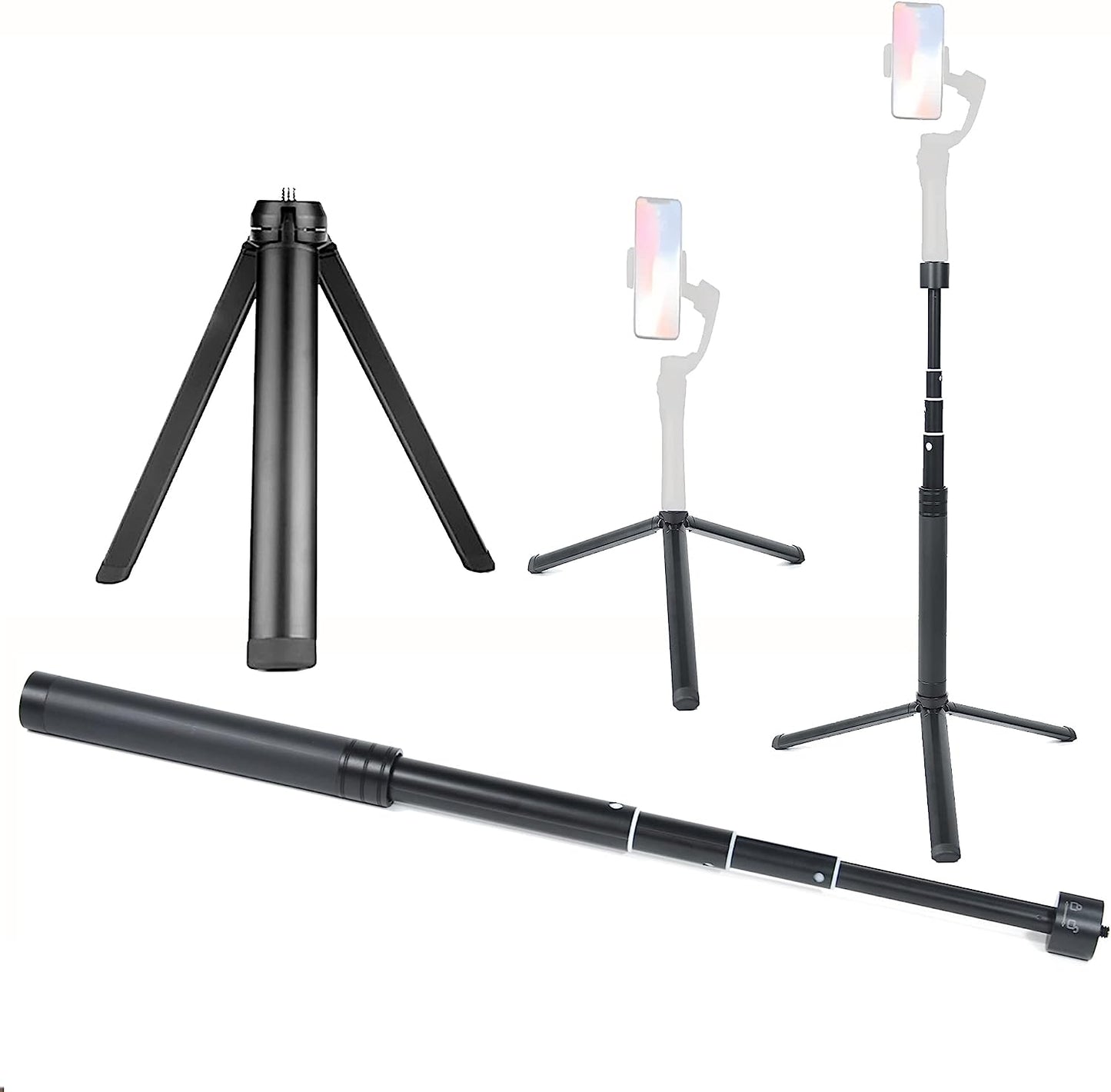 Fotoleey Tripod and Extension Rod for Insta360 One Flow- Aluminum Stand Tripod & Selfie Stick Kit Compatible with Insta360 Flow Gimal, Insta360 X3, X2, One RS  FT   