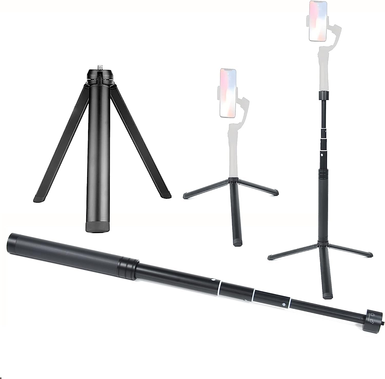 Fotoleey Tripod and Extension Rod for Insta360 One Flow- Aluminum Stand Tripod & Selfie Stick Kit Compatible with Insta360 Flow Gimal, Insta360 X3, X2, One RS  FT   