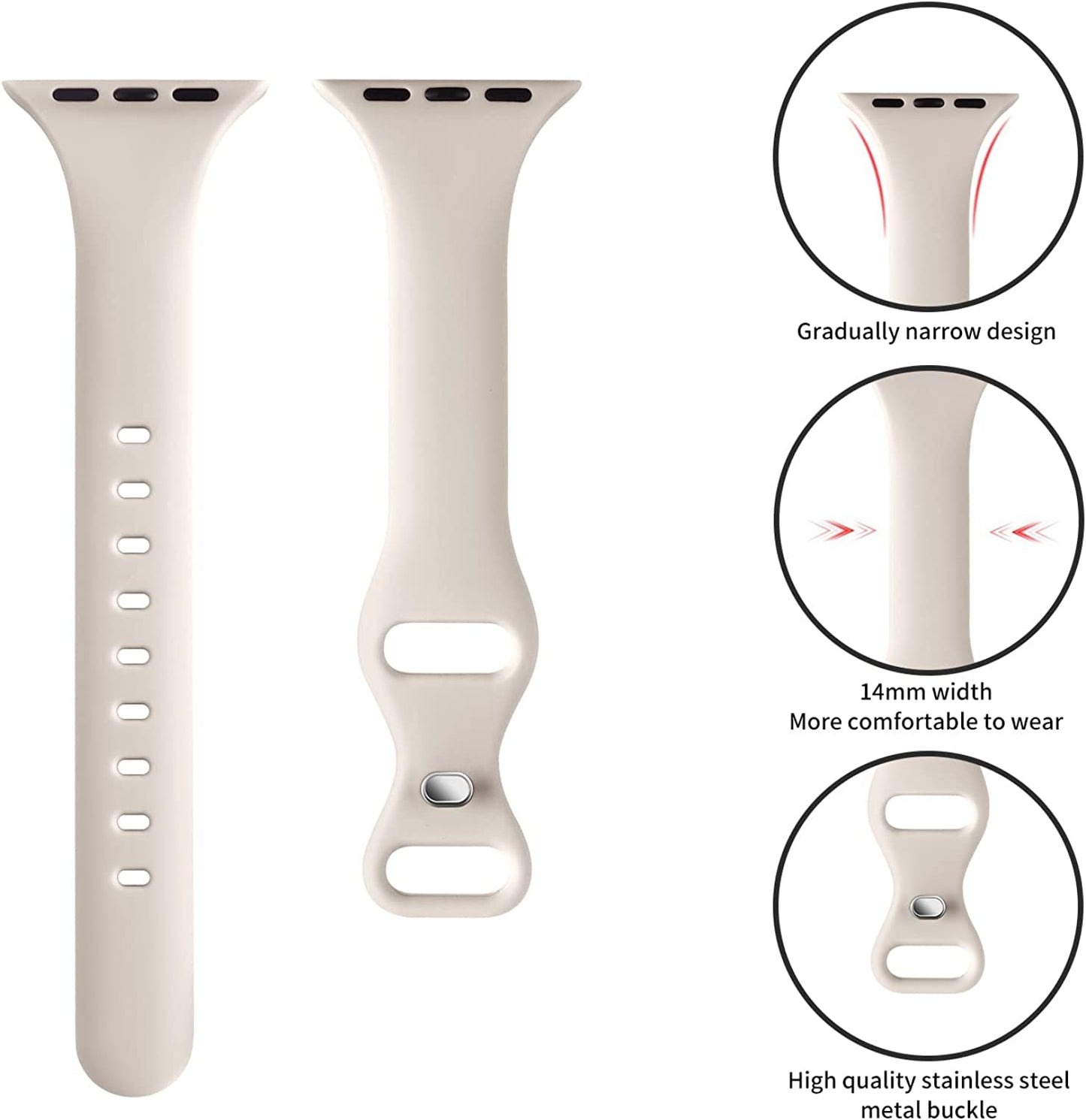 Distore 6 Pack Bands Compatible with Apple Watch 38Mm 40Mm 41Mm 42Mm 44Mm 45Mm 49Mm, Slim Thin Narrow Replacement Soft Silicone Sport Strap for Iwatch Series Ultra 8/7/6/5/4/3/2/1 SE Women Men  Distore   