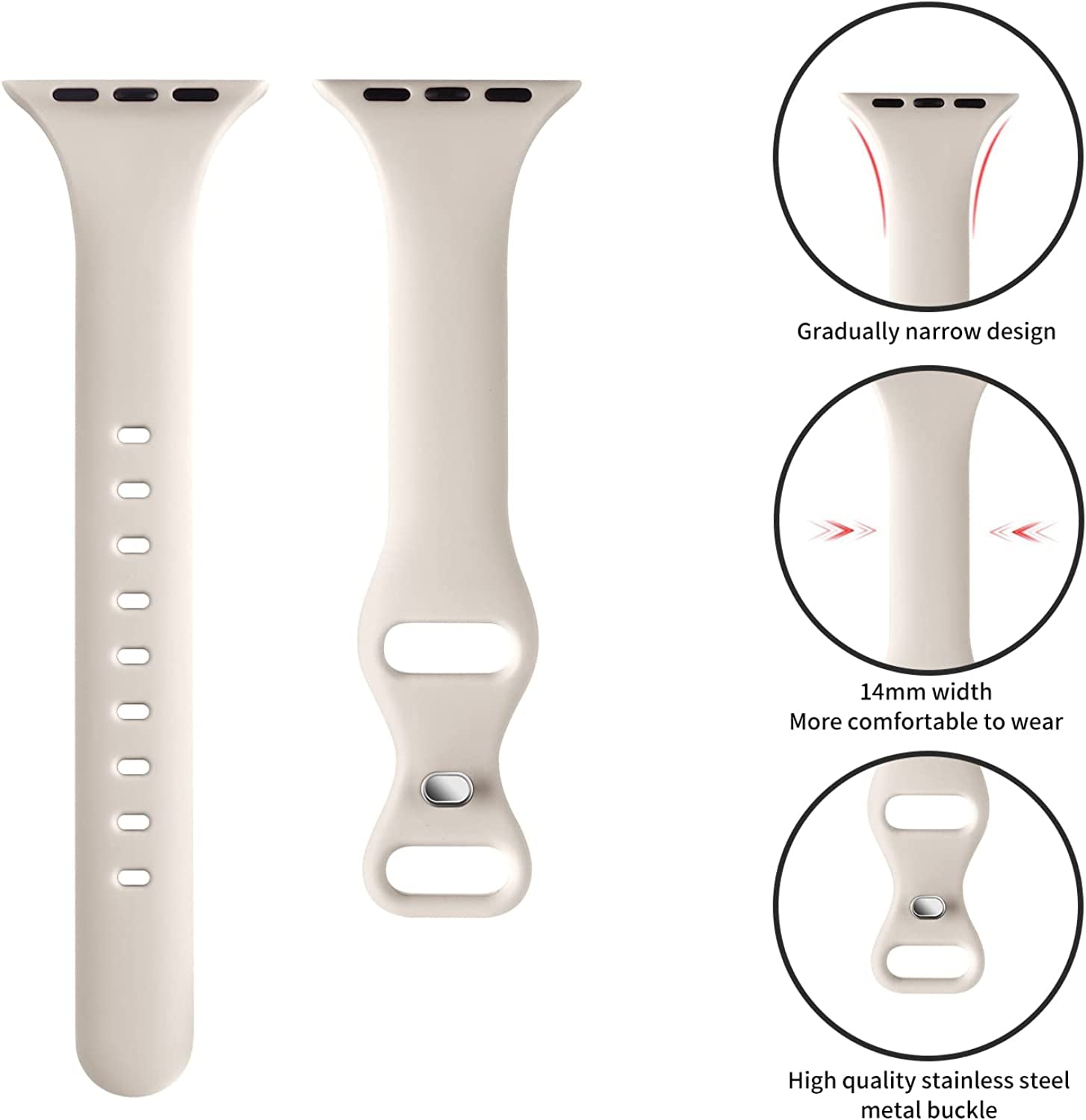 Qrose 5 Pack Bands Compatible with Apple Watch 38Mm 40Mm 41Mm 42Mm 44Mm 45Mm 49Mm, Slim Thin Narrow Replacement Silicone Sport Strap Wristbands for Iwatch Series Ultra 8/7/6/5/4/3/2/1 SE Women Men  QRose   