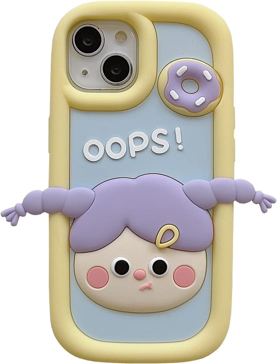 YAKVOOK Kawaii Phone Cases for Iphone 12/12 Pro,Cute Cartoon Cookies Bear Phone Case with Bubble Tea Phone Case 3D Iphone 12/12 Pro Case Soft Silicone Shockproof Cover for Women Girls  Yatchen Doughnut Girl Iphone 12/12 Pro 